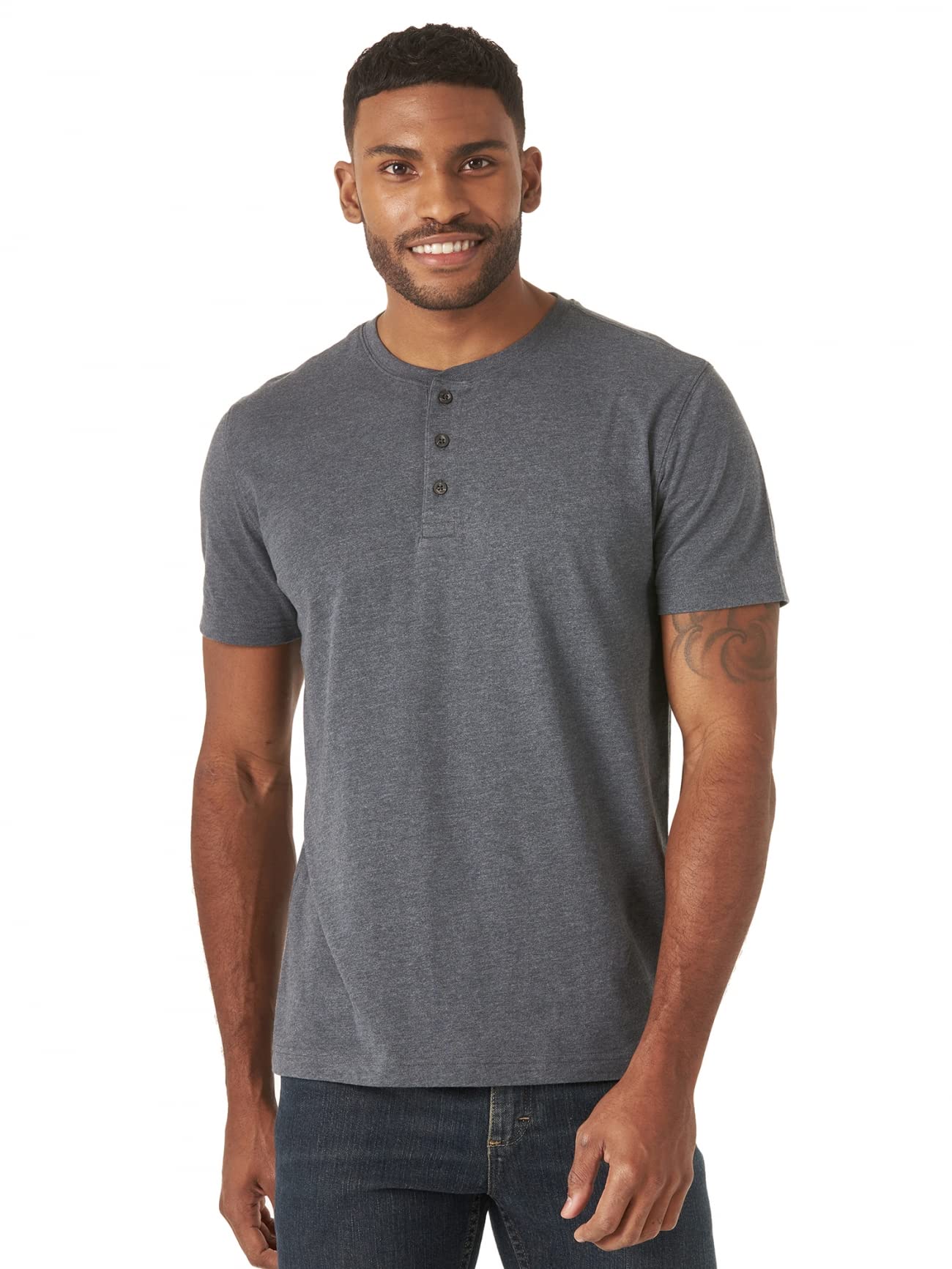 Wrangler Authentics Men's Short Sleeve Henley T-Shirt - Comfortable Casual Wear for Everyday Outfits, Outdoor Activities & Layering