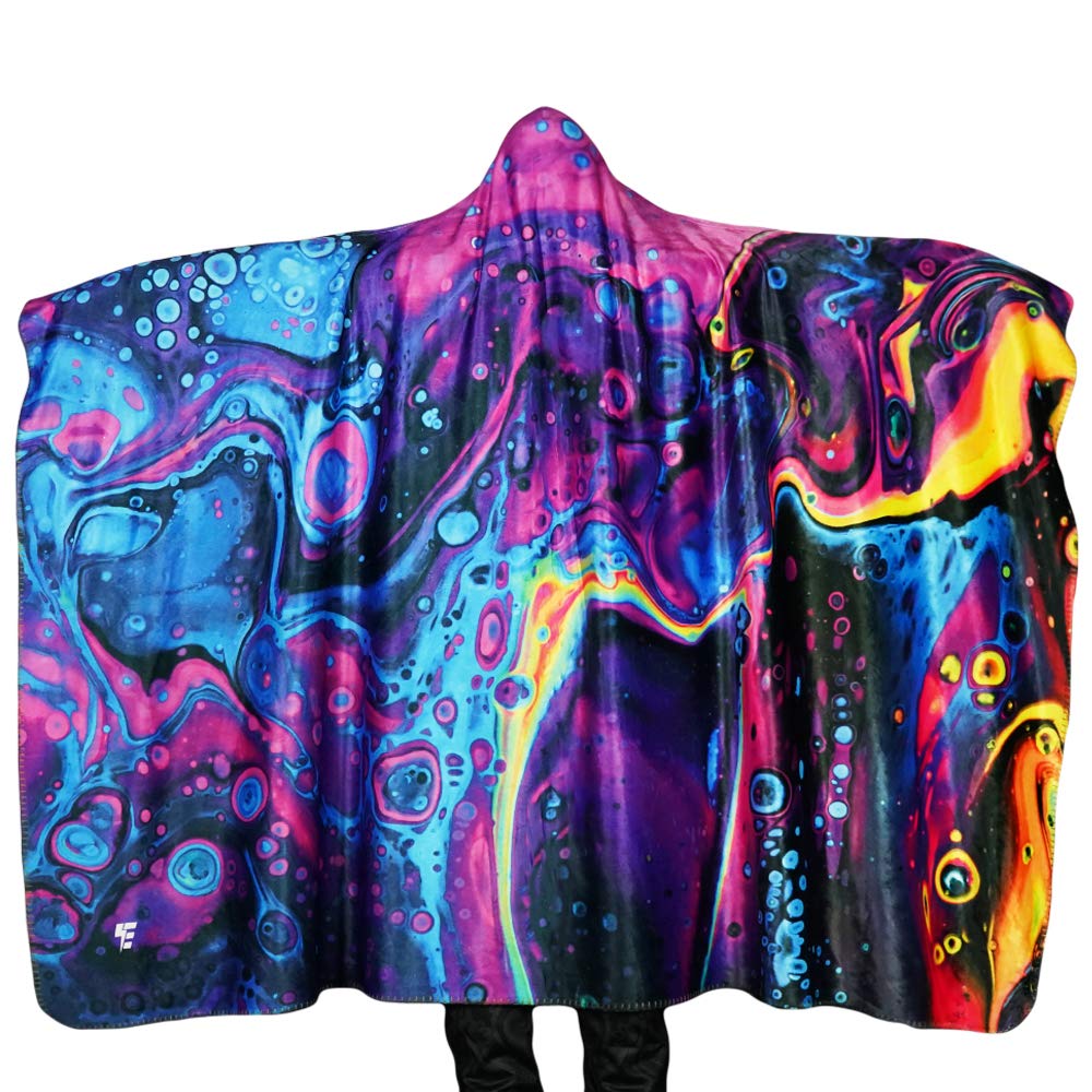 Electro Threads Acid Bath Hooded Blanket - Premium Sherpa Wearable Blanket for Cozy Loungewear & Outdoor Camping