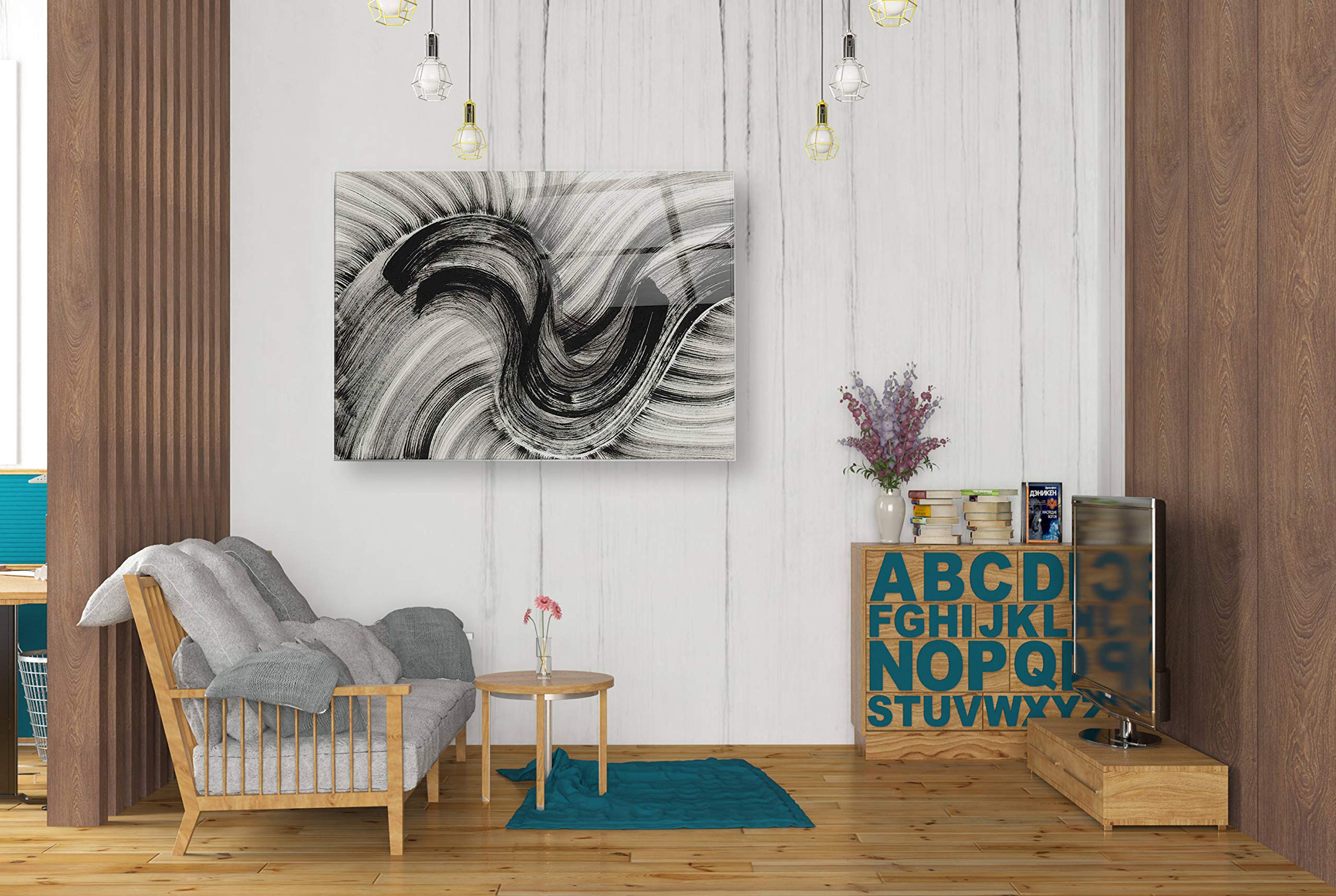 Epic Art 'Cyclone' Acrylic Glass Wall Decor - 24x36 Inches Modern Abstract Painting for Living Room, Bedroom & Office