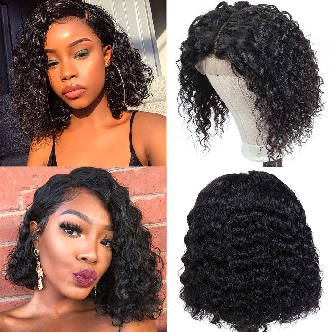 LUMIERE 13x4 HD Lace Front Wig - Brazilian Human Hair Deep Wave Bob Wig with Baby Hair | Pre-Plucked 150% Density Unprocessed Hair | 10 Inch Natural Color Lace Front Wigs for Black Women | Perfect for Daily Wear, Parties, Weddings and Special Occasions