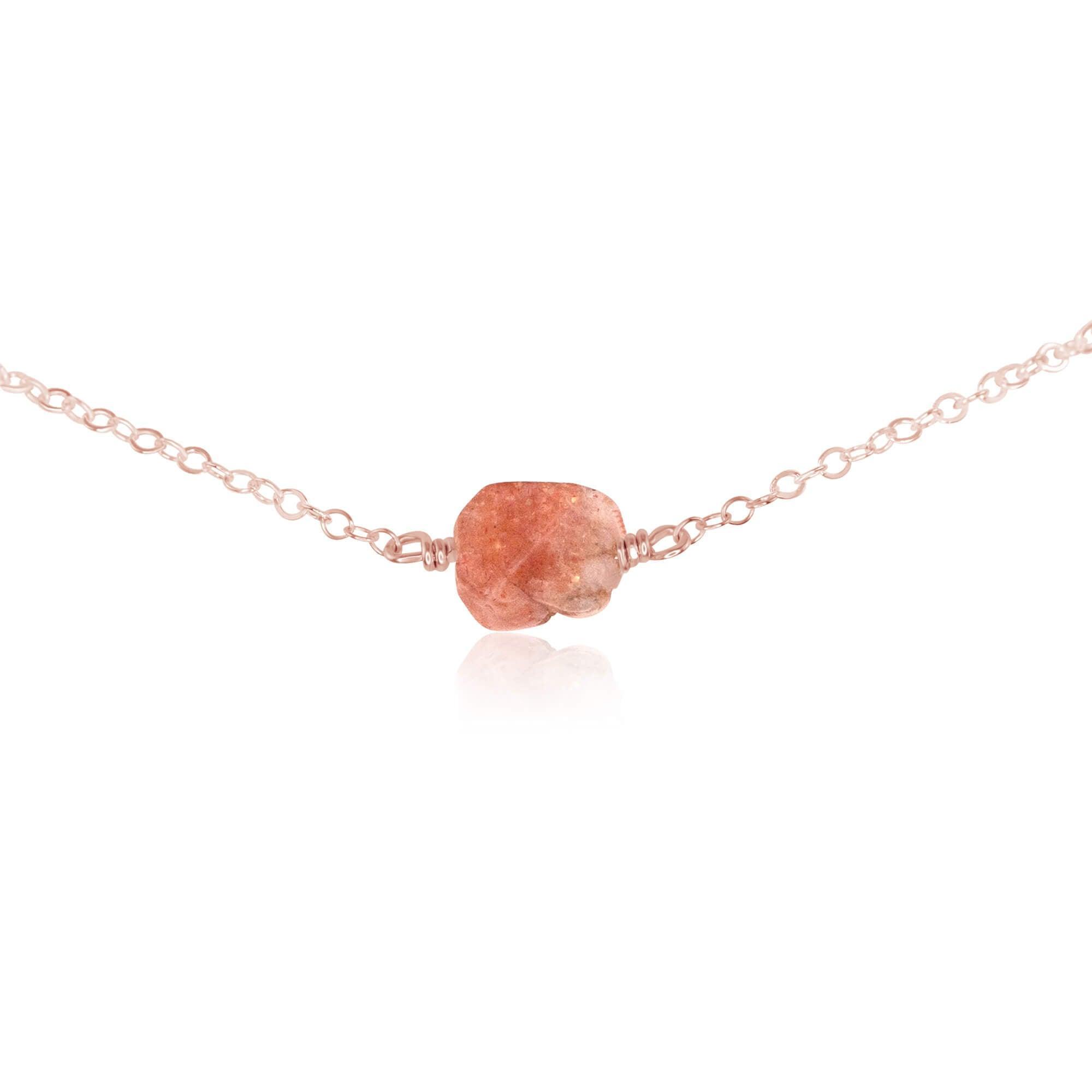 Natural Raw Sunstone Crystal Nugget Choker Necklace - Healing Gemstone Jewelry for Women - Perfect for Boho Fashion, Spiritual Healing & Energy Balancing