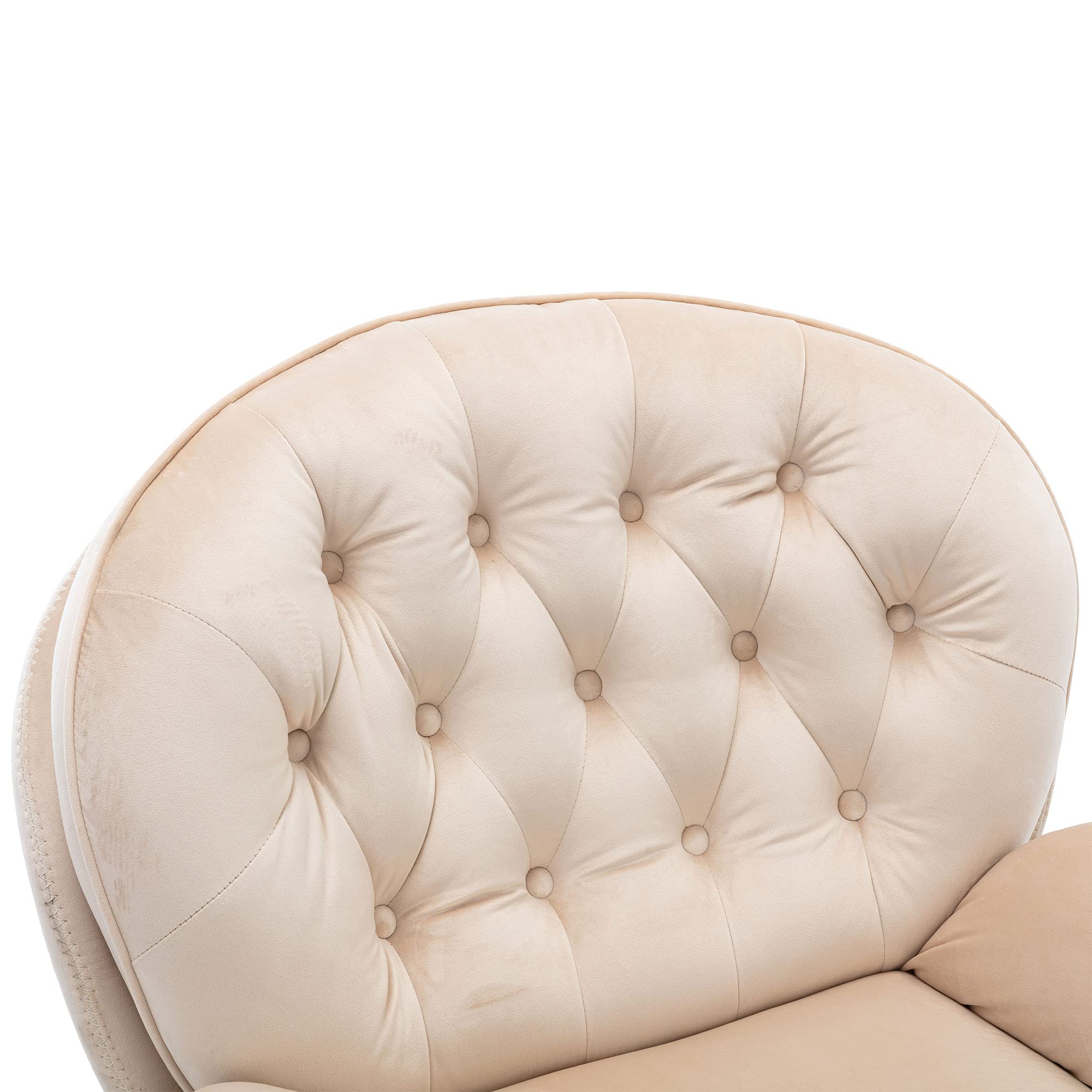 Velvet Swivel Accent Chair with Ottoman - Cozy Lounge Chair for Living Room, Bedroom & Reading Room - Modern Upholstered Lazy Sofa & Chase Lounger - Perfect for Relaxing, Watching TV & Reading (Beige)