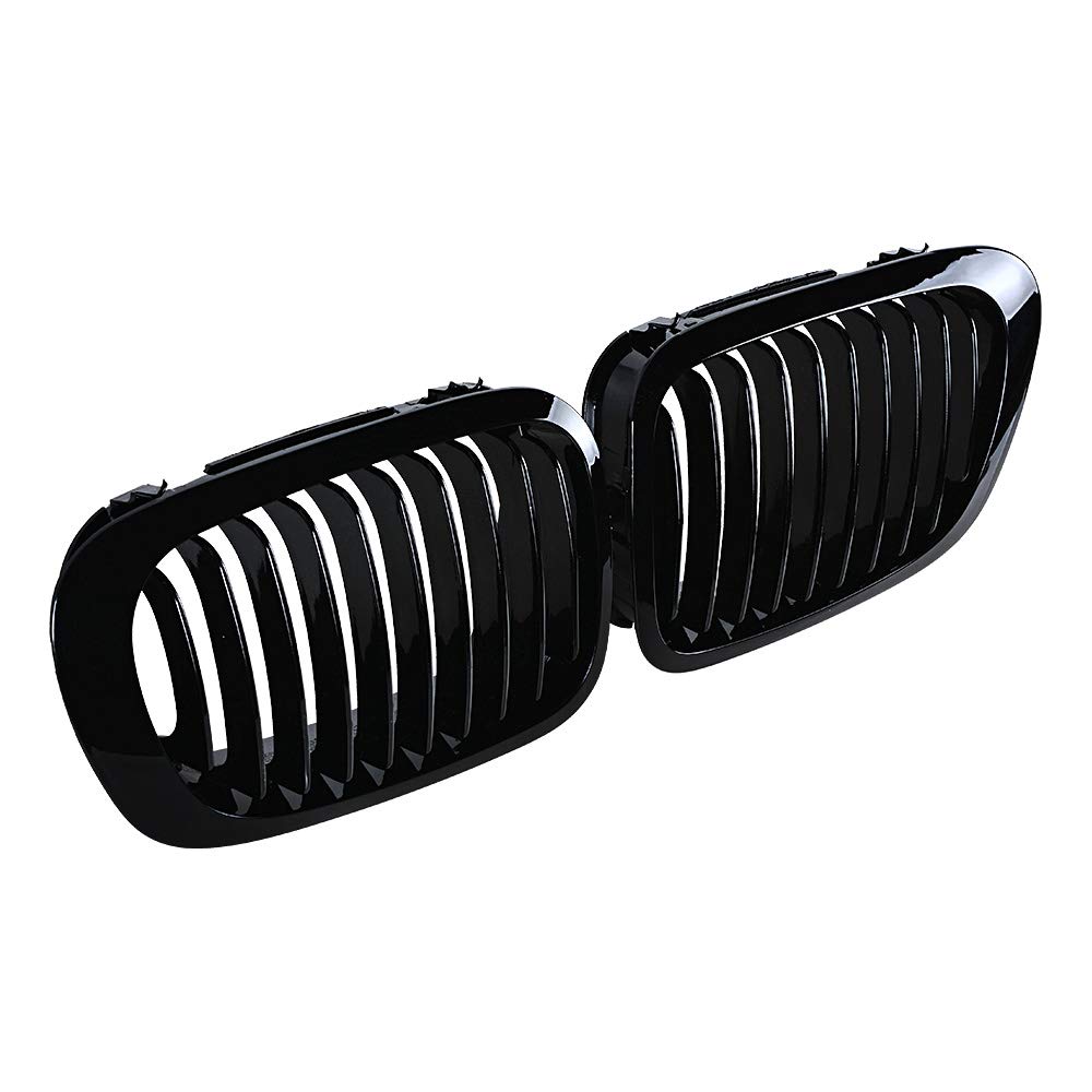 Astra Depot Compatible with E46 Kidney Grille Grill for 1999-2002 BMW 325Ci 330Ci 2-Door Coupe - Polished Black Replacement Part - Perfect for Car Enthusiasts & Auto Restoration Projects