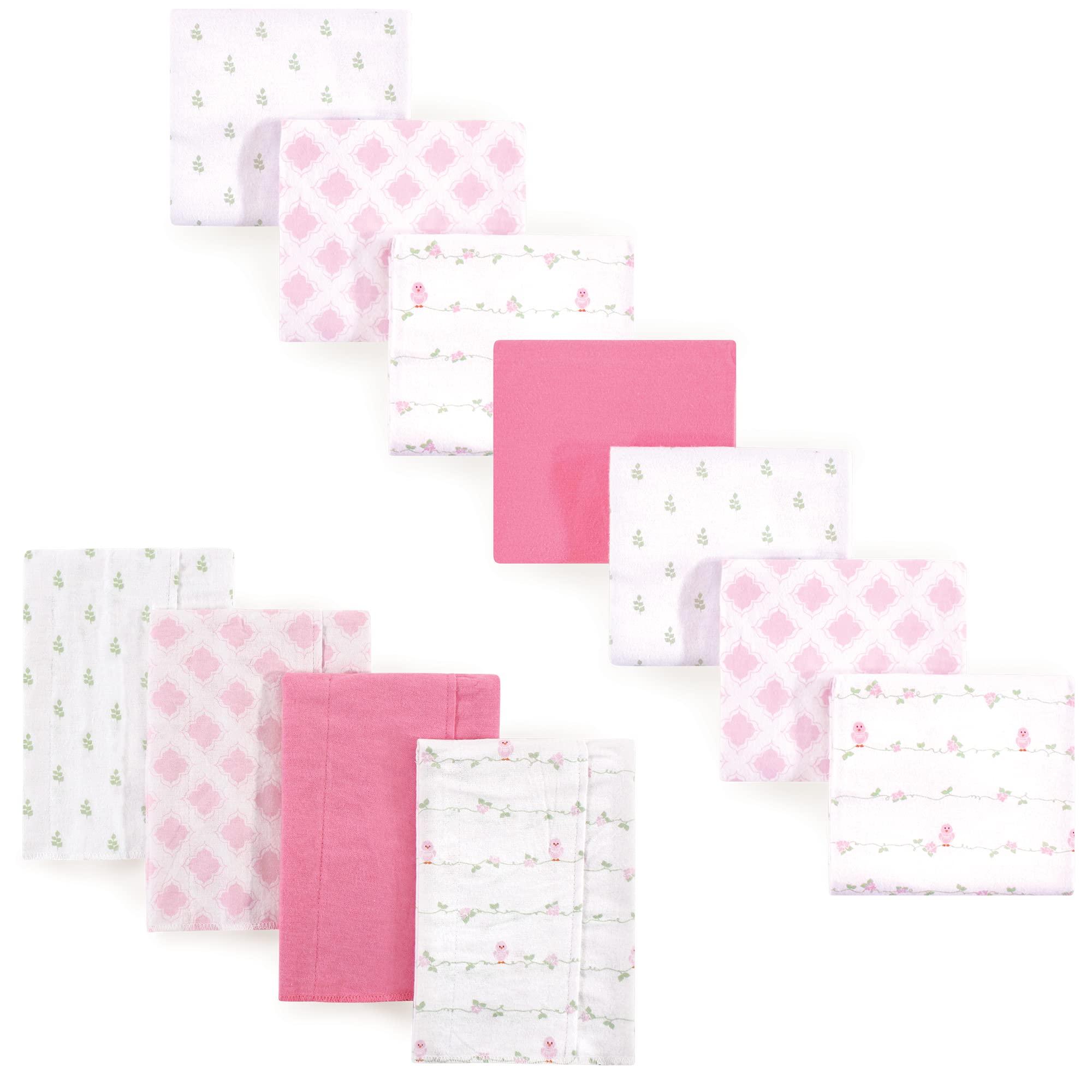 Luvable Friends Unisex Baby Cotton Flannel Burp Cloths & Receiving Blankets Set - 11-Piece Soft Bird Print Blankets for Newborns - Perfect for Feeding, Swaddling & Nursery Decor