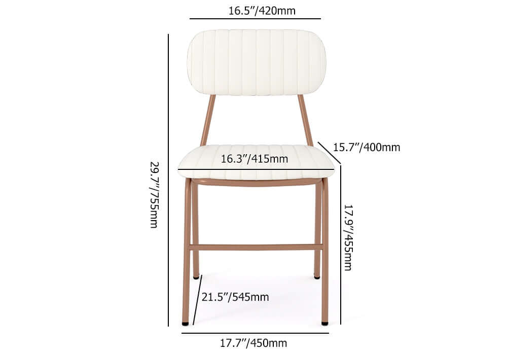 Modern Brown Dining Chairs Set of 2 - Faux Leather Upholstered & Sturdy Metal Frame - Perfect for Kitchen, Dining Room, and Small Spaces