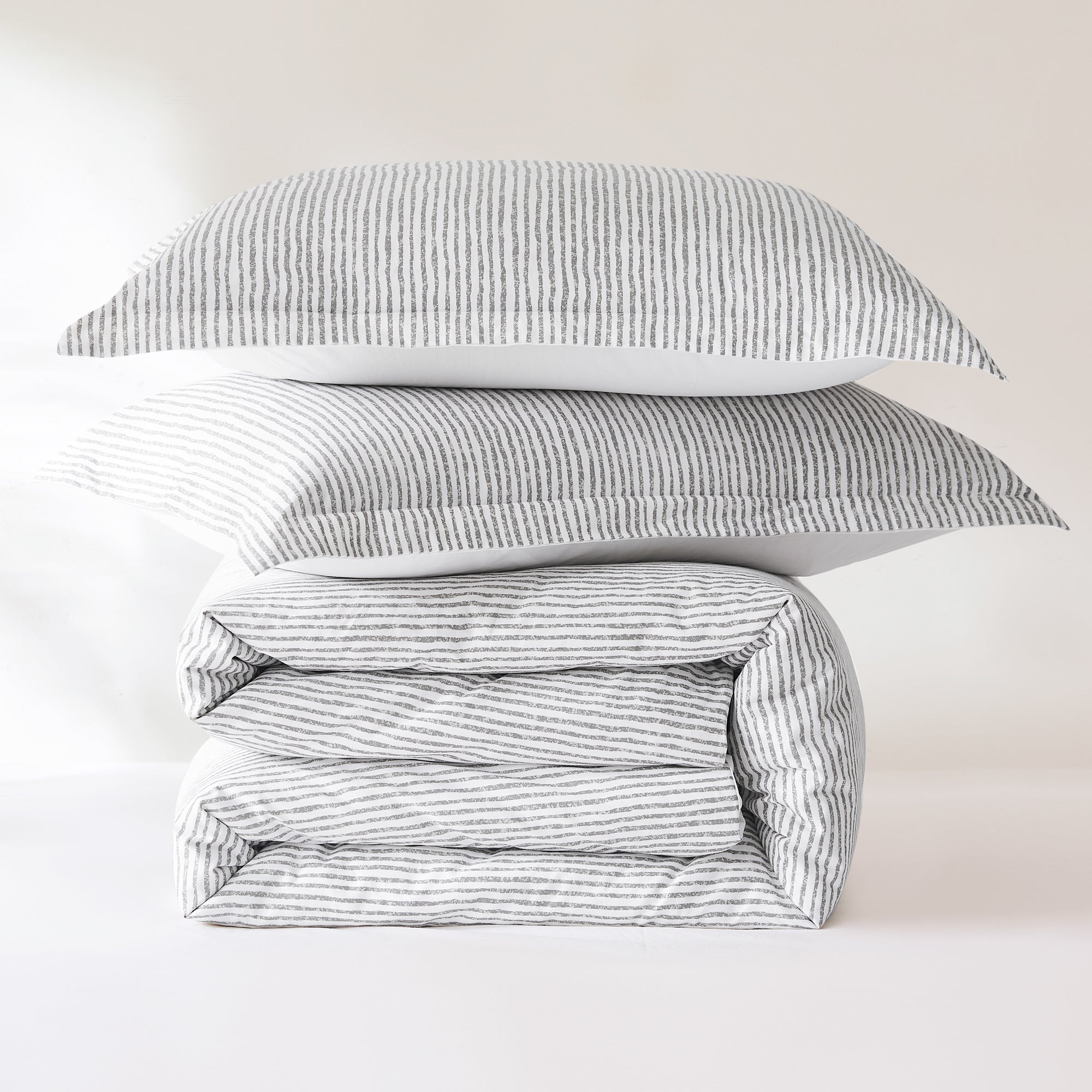 Premium Lima Stripe Cotton Duvet Cover Set - Queen Size, 3-Piece Bedding Set with Pillowcases - Soft & Breathable for All Seasons - Perfect for Master Bedroom, Guest Room & Vacation Homes
