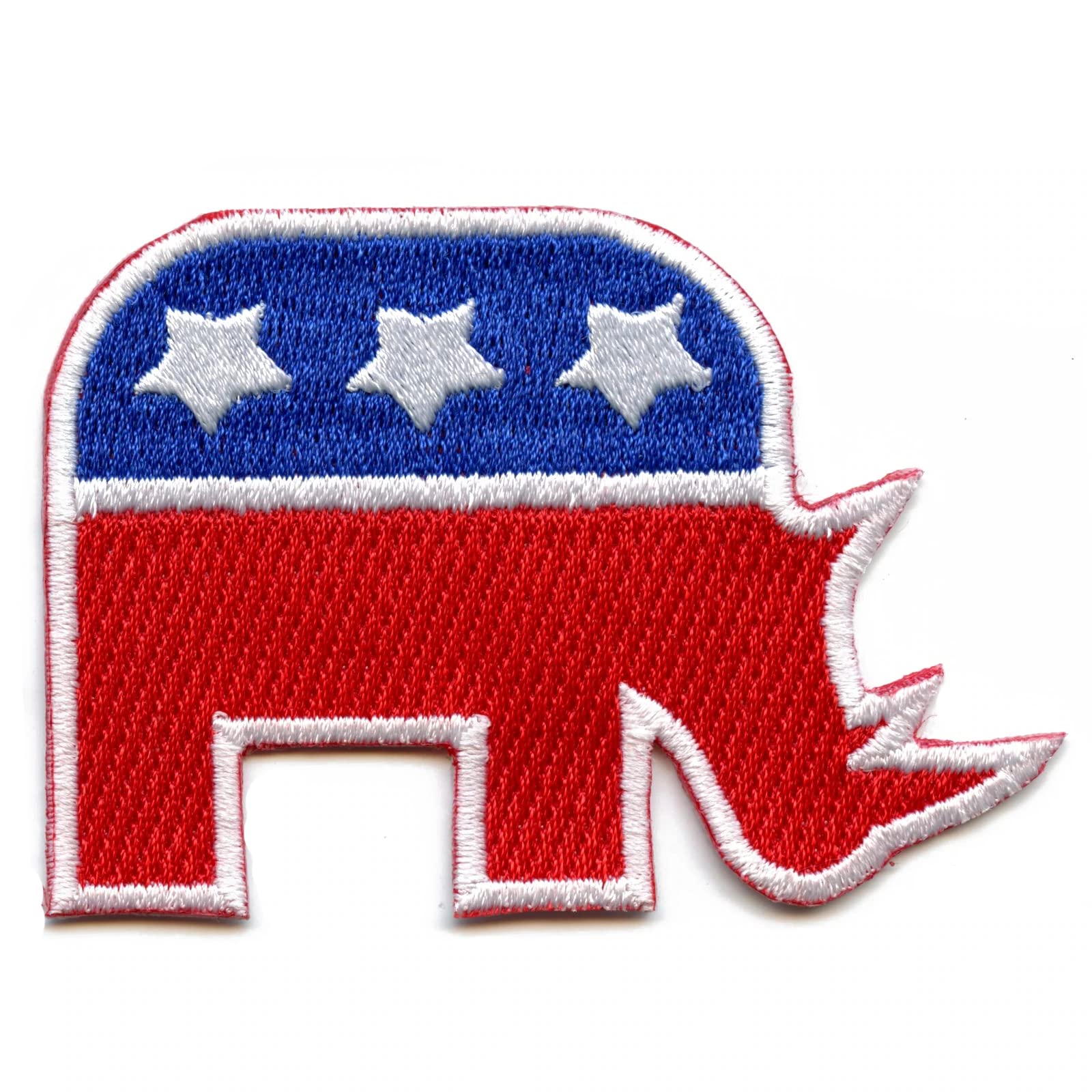 Rhinoceros Party Political Patch - Embroidered Iron-On Applique for DIY Clothing, Hats & Bags | Funny Political Statement Accessory for Satirical Events, Costumes & Activism