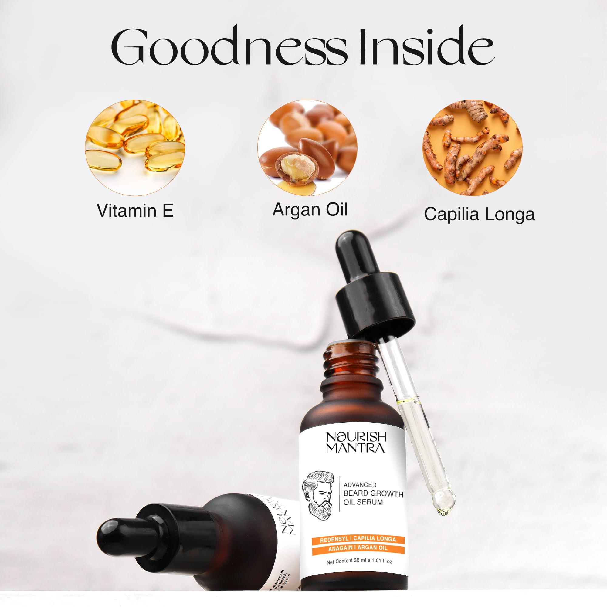 NOURISH MANTRA Advanced Beard Growth Oil Serum with Redensyl, Capilia Longa & Natural Oils - 30ml for Fuller, Thicker & Healthier Beard | Men's Grooming Essential for Daily Care & Styling