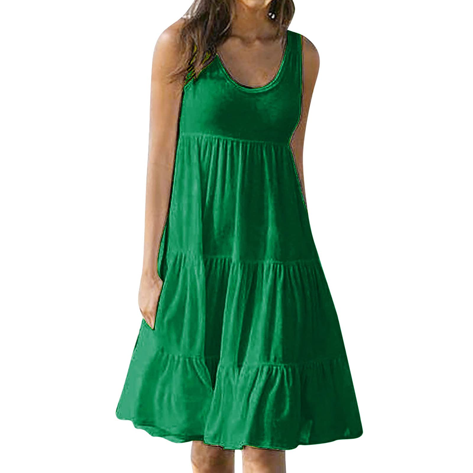 Women's Floral Summer Dresses - Sleeveless Boho Beach Dress with Crew Neck, Casual Short Sun Dress for Outdoor, Vacation & Party Wear