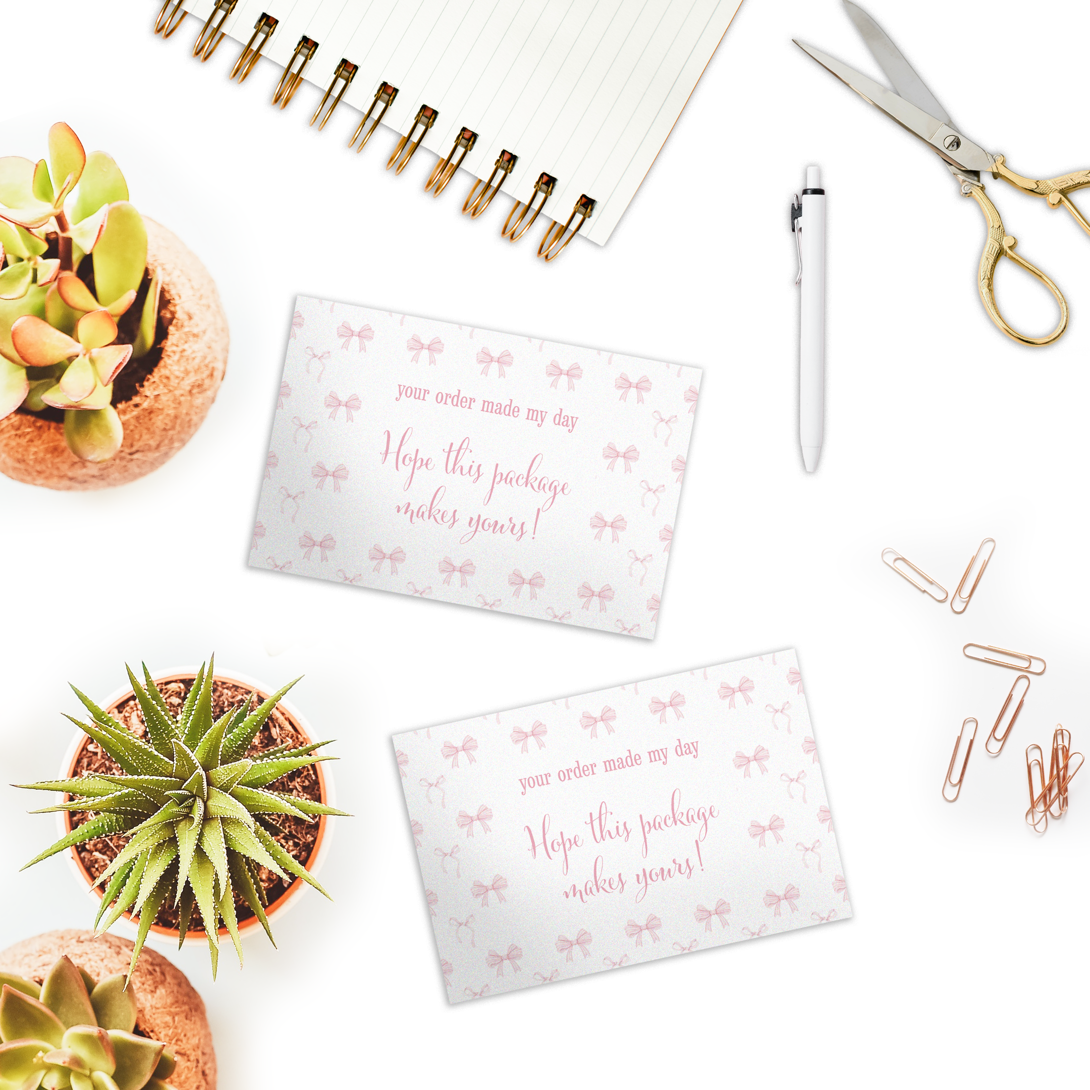Elegant Pink Bow Greeting Cards for Business Clients - Perfect for Corporate Gifts, Thank You Notes & Customer Appreciation