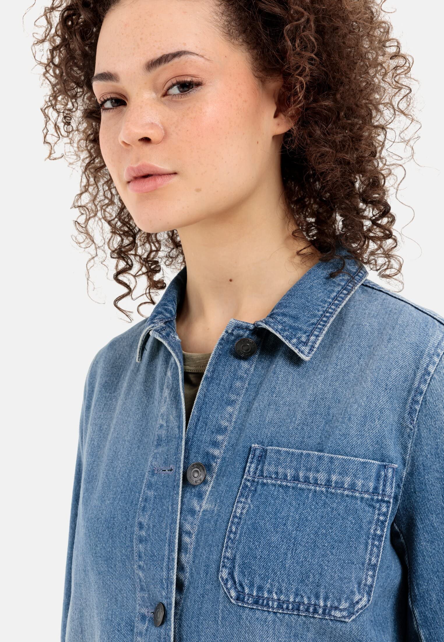 Camel Active Women's Denim Worker Jacket with Shirt Collar - Stylish Casual & Workwear for Everyday Outfits | Perfect for Office, Street Style & Outdoor Activities