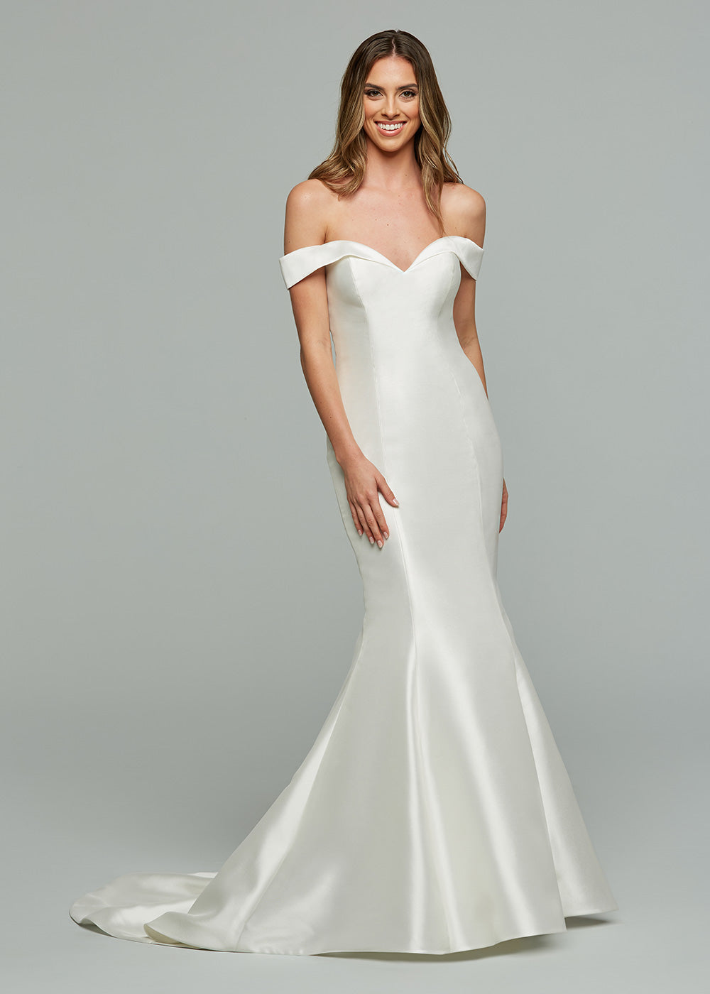Arden Off-the-Shoulder Mikado Mermaid Wedding Dress - Elegant A-Line Bridal Gown for Beach, Church & Formal Weddings