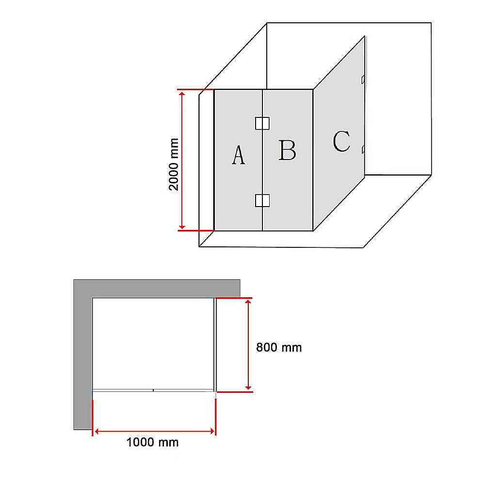 10mm Frameless Glass Shower Screen 1000x800mm - Premium Bathroom Upgrade by Della Francesca | Perfect for Modern Walk-in Showers & Spa-Like Bathroom Renovations