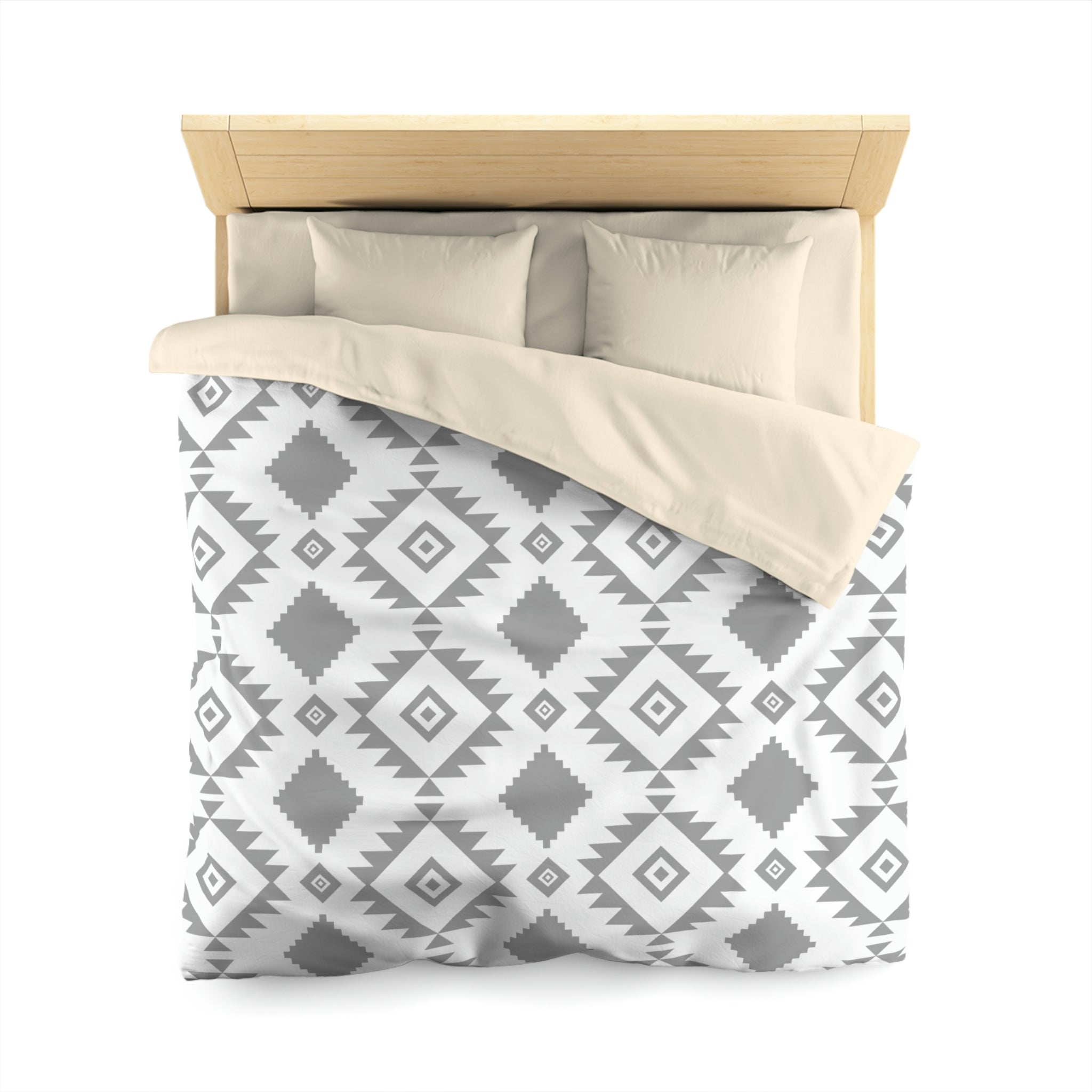 Southwest Style White & Gray Microfiber Duvet Cover Set - Soft Bedding Comforter Cover for Cozy Bedroom Decor | Perfect for Guest Rooms, Master Bedrooms & Dorm Essentials