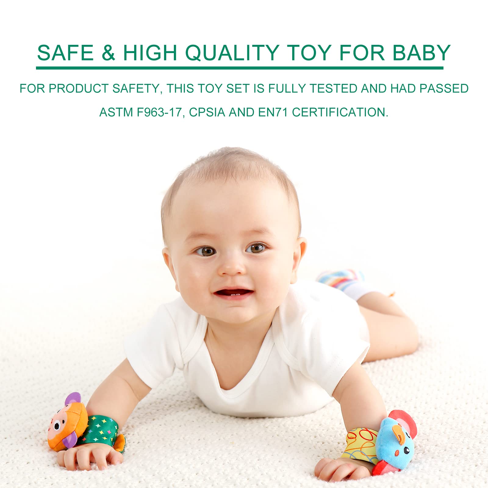 Rattle Socks Baby Toys for 0-6 Months - Soft Infant Developmental Toy with Animal Rattles for Newborn Boys & Girls - Perfect Baby Shower Gift & Easter Basket Stuffer (4-Pack) - Stimulate Senses & Encourage Early Learning During Tummy Time & Playtime