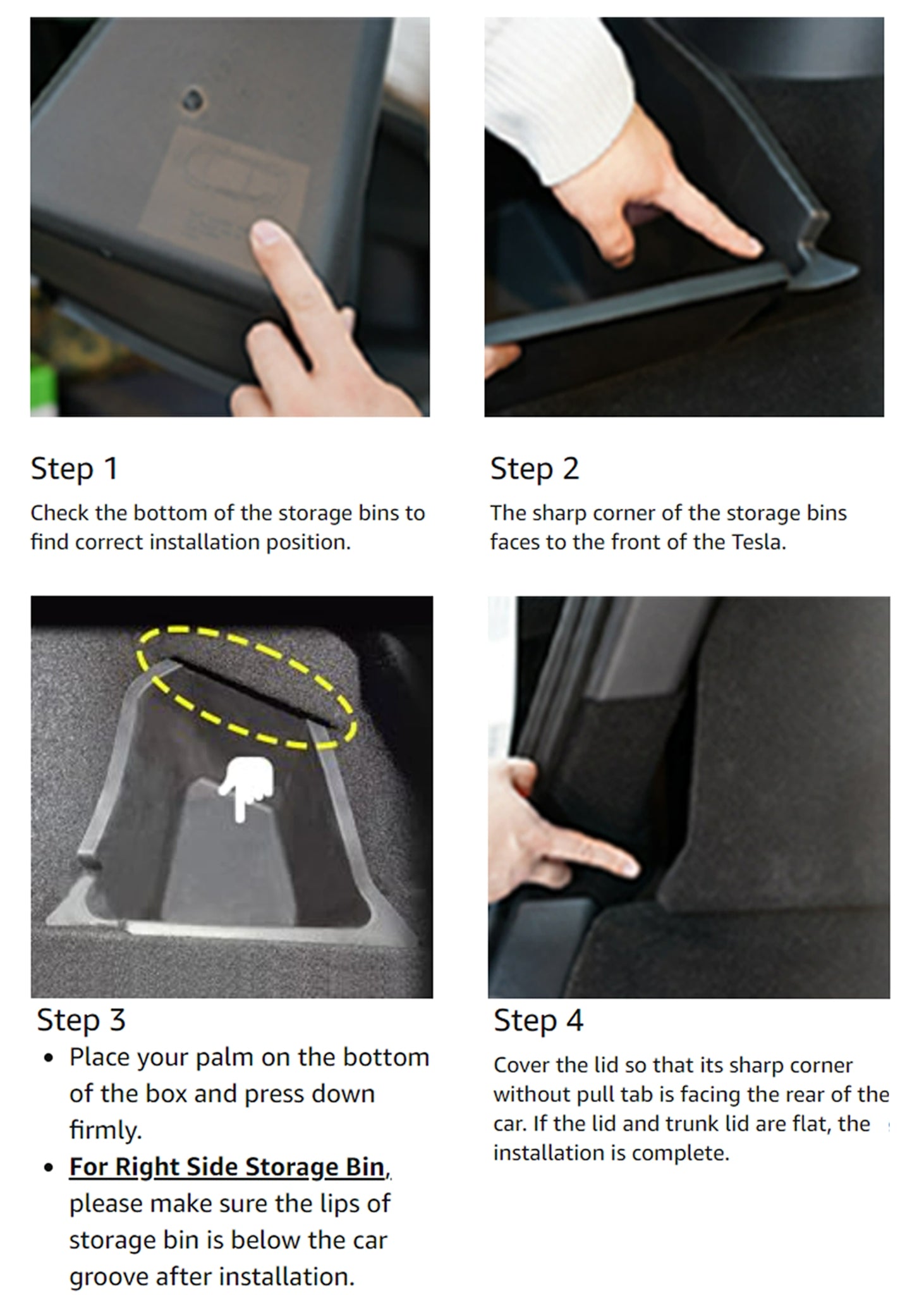 Tesla Model Y Rear Trunk Side Storage Bins - Organizer for 5-Seater SUV - Perfect for Road Trips, Groceries & Car Accessories Storage