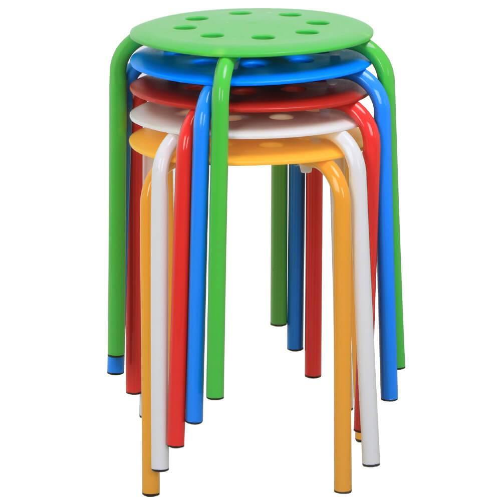 Yaheetech 17.3 Inch Stackable Stools Set of 5 - Bar Stools for Kitchen, Dining Room & Outdoor Use - Space Saving Stackable Chairs for Home, Office & Patio