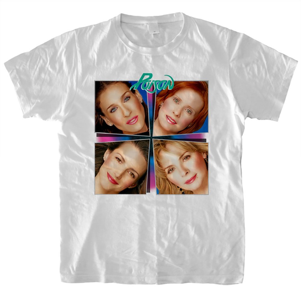 Poison & Sex and The City Mash-Up Vintage T-Shirt | 80s Retro Pop Culture Tee | Perfect for Cosplay, Theme Parties & TV Show Fans