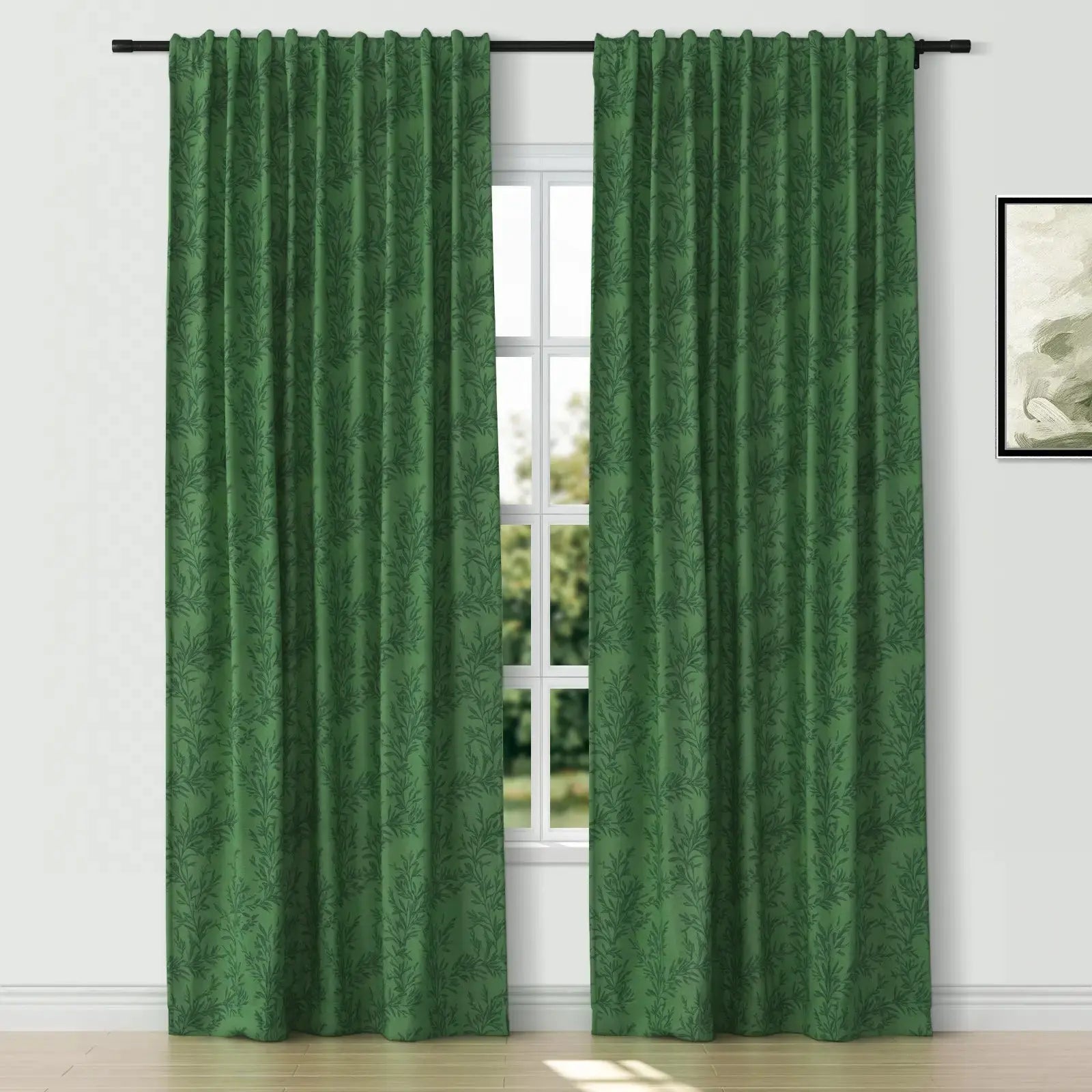 Sara Le Print Linen Drapery Soft Top - Lightweight Linen Curtains for Living Room & Bedroom - Elegant Window Treatment for Home Decor
