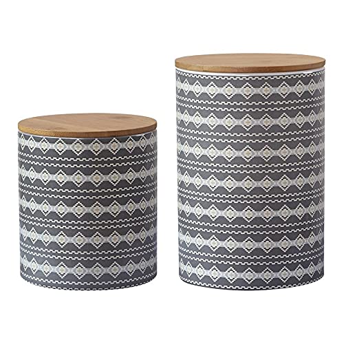 2-Piece Large Aztec Design Canister Set - Airtight Kitchen Storage Containers for Flour, Sugar, Coffee & Dry Food - Perfect for Pantry Organization & Home Decor
