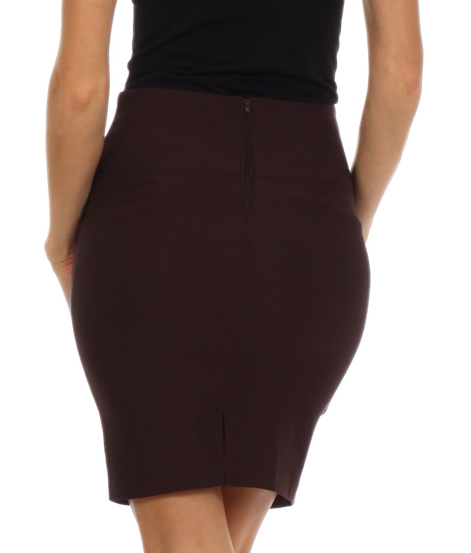 Sakkas Women's Stretchy Above The Knee Pencil Skirt with 4 Button Front Detail - Office Work & Cocktail Party Outfit