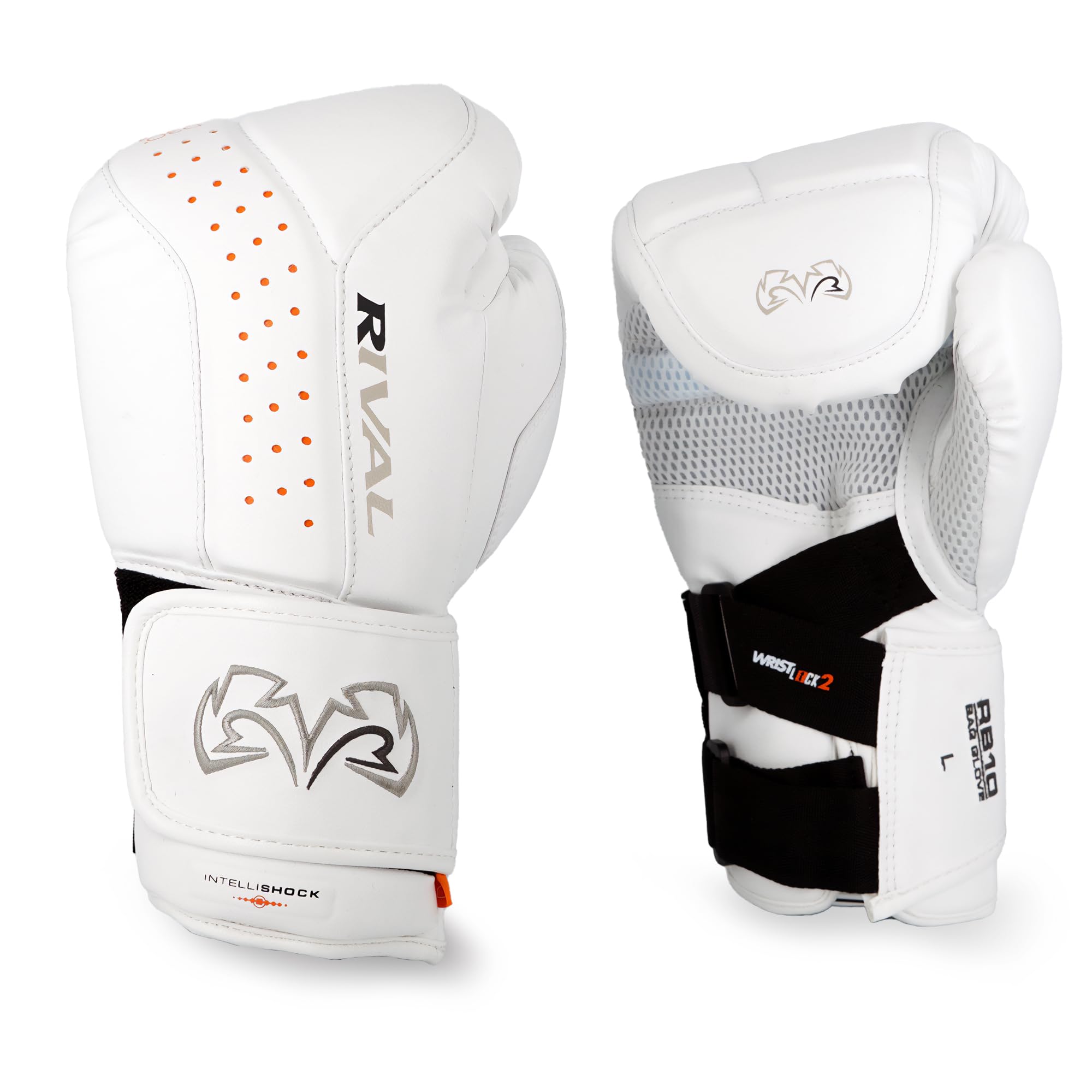 RIVAL RB10 Intelli-Shock Boxing Bag Gloves - Hook & Loop Closure, Ergonomic Fit, 1.25