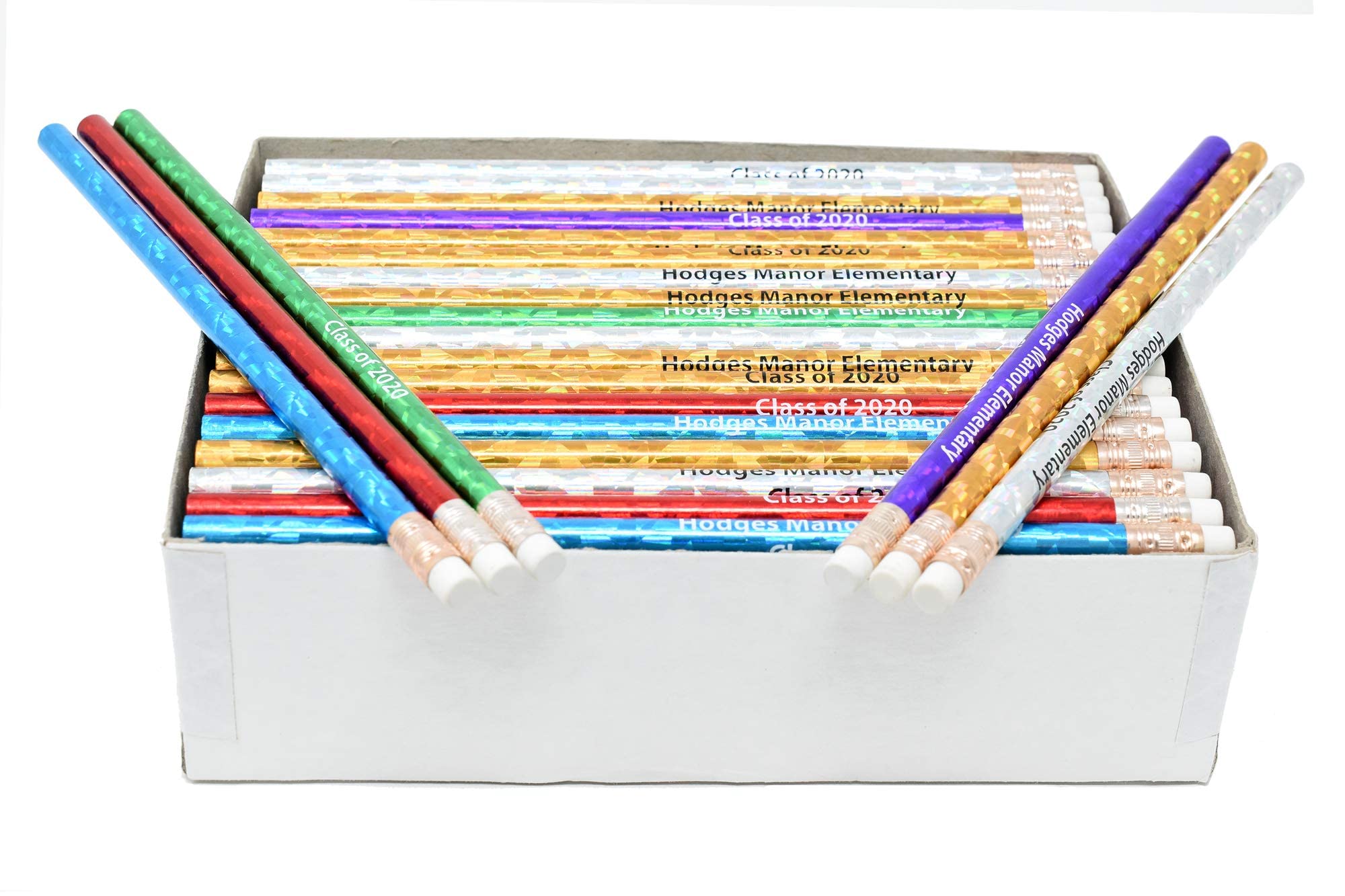 Custom Printed Promotional Glitz Round Pencils - Bulk 500pcs Blue - Perfect for Corporate Gifts, School Supplies & Party Favors