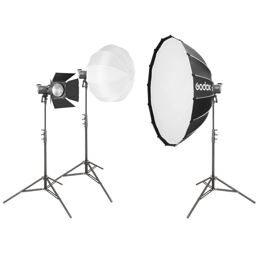 Godox LA200D 230W Triple Daylight Photography Lighting Kit with S120T Softbox, FLS8 Fresnel Lens & 85cm Diffuser Ball - Professional Studio Lighting for Portrait, Product, and Commercial Photography