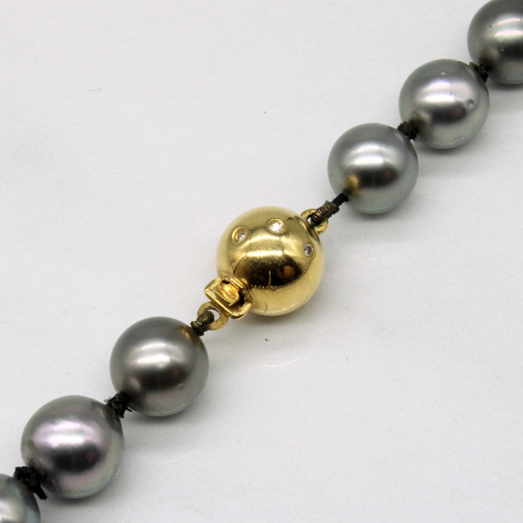 Birks Black Pearl & Diamond Necklace - 0.03ctw 18K Gold Elegant Jewelry for Women | Perfect for Weddings, Anniversaries & Special Occasions
