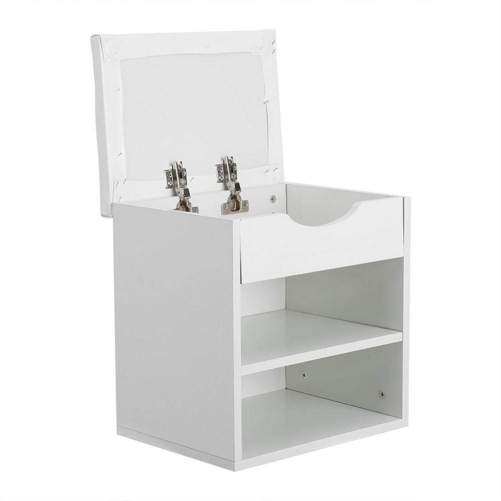 2-Tier Wooden Shoe Bench with Upholstered Seat - Entryway Shoe Storage Organizer, Shoe Rack & Dressing Stool for Bedroom, Living Room, Hallway (15.94 x 11.89 x 16.5 Inches) - Perfect for Small Space Organization & Quick Shoe Changes