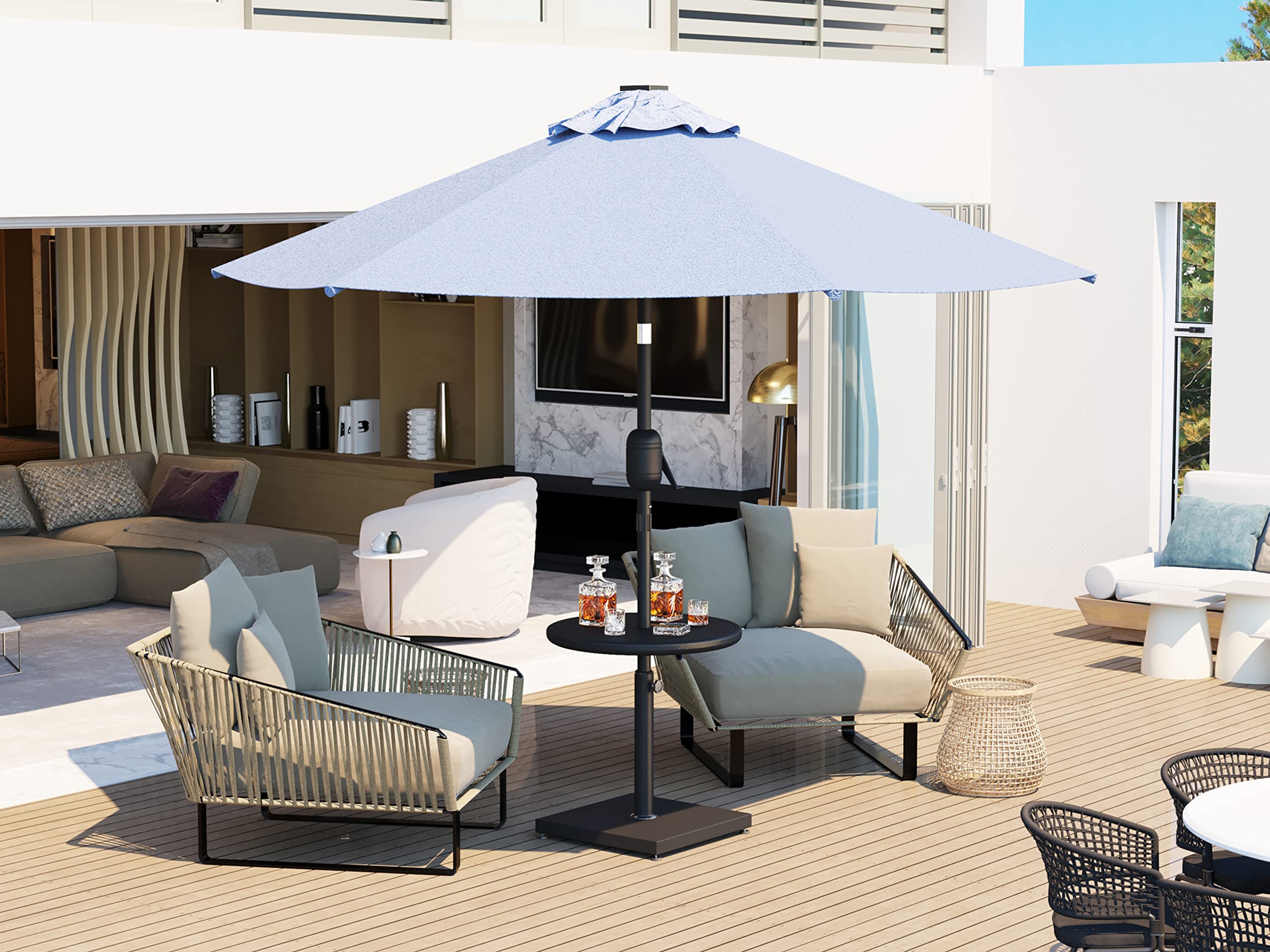 Heavy Duty 42lbs Resin Square Umbrella Base for Outdoor Patio, Garden, Poolside - Sundale Black Stand for Market Umbrellas | Perfect for Decks, Backyards & Commercial Use