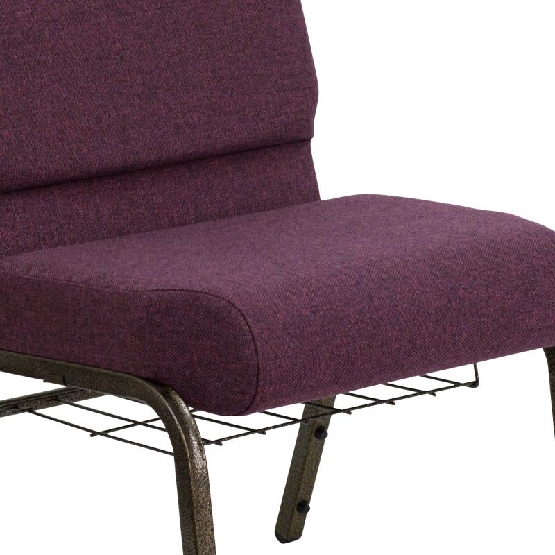 FLASH HERCULES Series 21''W Church Chair with Book Rack - Beige Fabric & Copper Vein Frame - Perfect for Churches, Chapels, and Event Venues