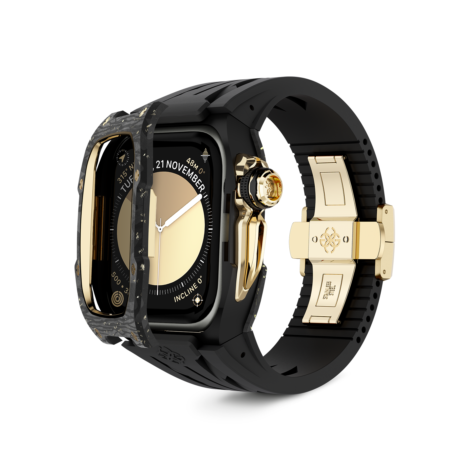 Apple Watch Case - Gold Carbon Fiber Protective Cover for Apple Watch Series 1/2/3/4/5/6/7/8/SE - Slim & Durable Smartwatch Accessory - Perfect for Workouts, Outdoor Activities & Daily Wear