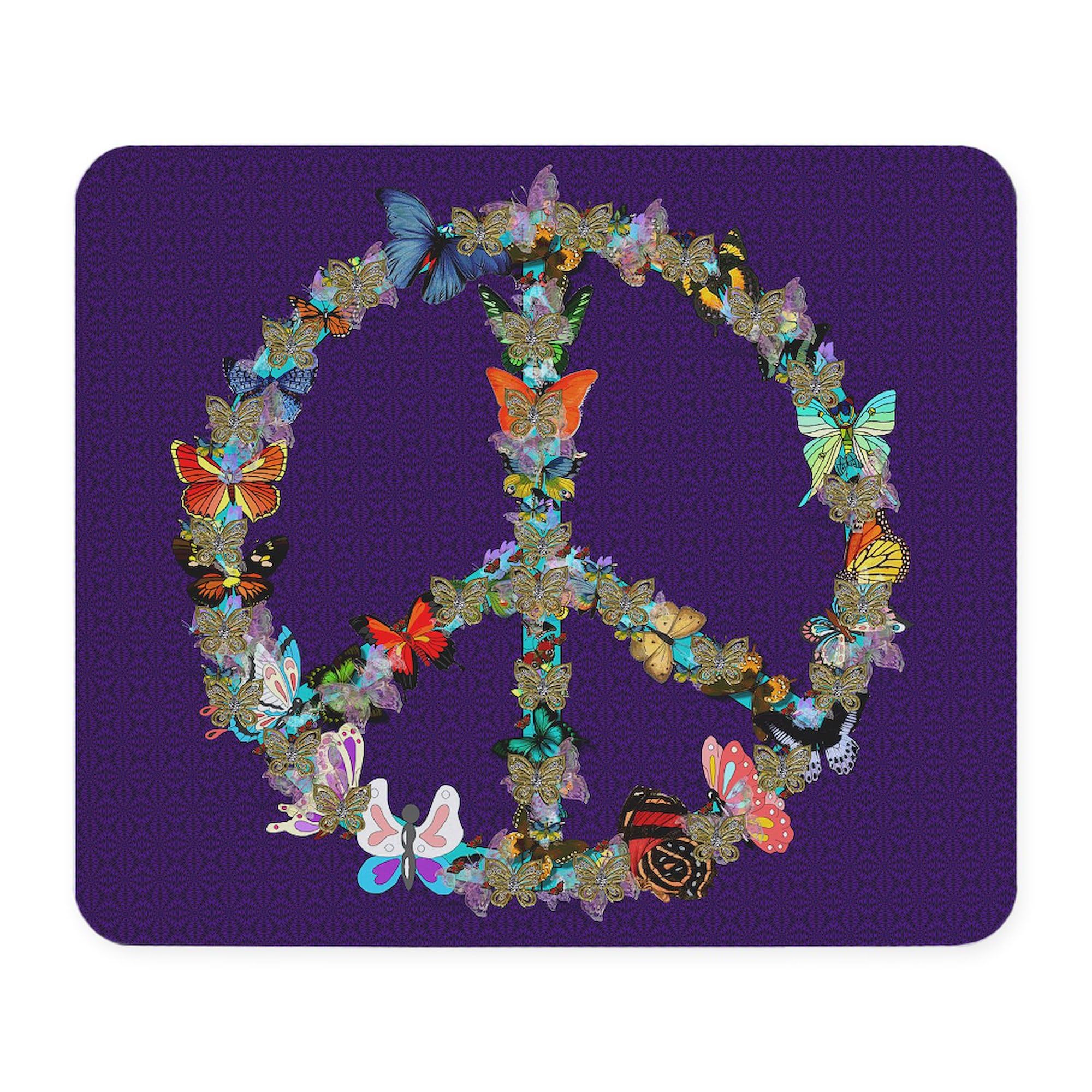 Butterfly Peace Sign Non-Slip Rubber Gaming Mouse Pad - Office & Home Computer Desk Accessory for Work, Gaming & Decor