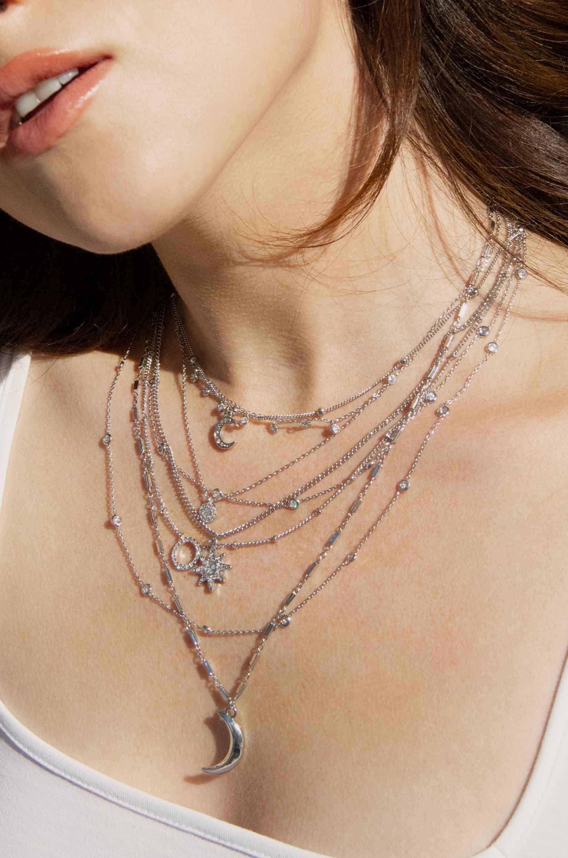 Monroe Crystal Layered Necklace for Women - Elegant Multi Strand Bohemian Jewelry for Party, Wedding & Everyday Wear
