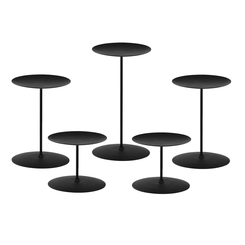 Modern Black Iron Candle Holders for Pillar Candles - Set of 5 Sturdy Fireplace Candelabra, Table Centerpiece for Home Decor, Weddings & Romantic Dinners - Elegant Rustic Candle Sticks for Mantel, Dining Table & Special Occasions
