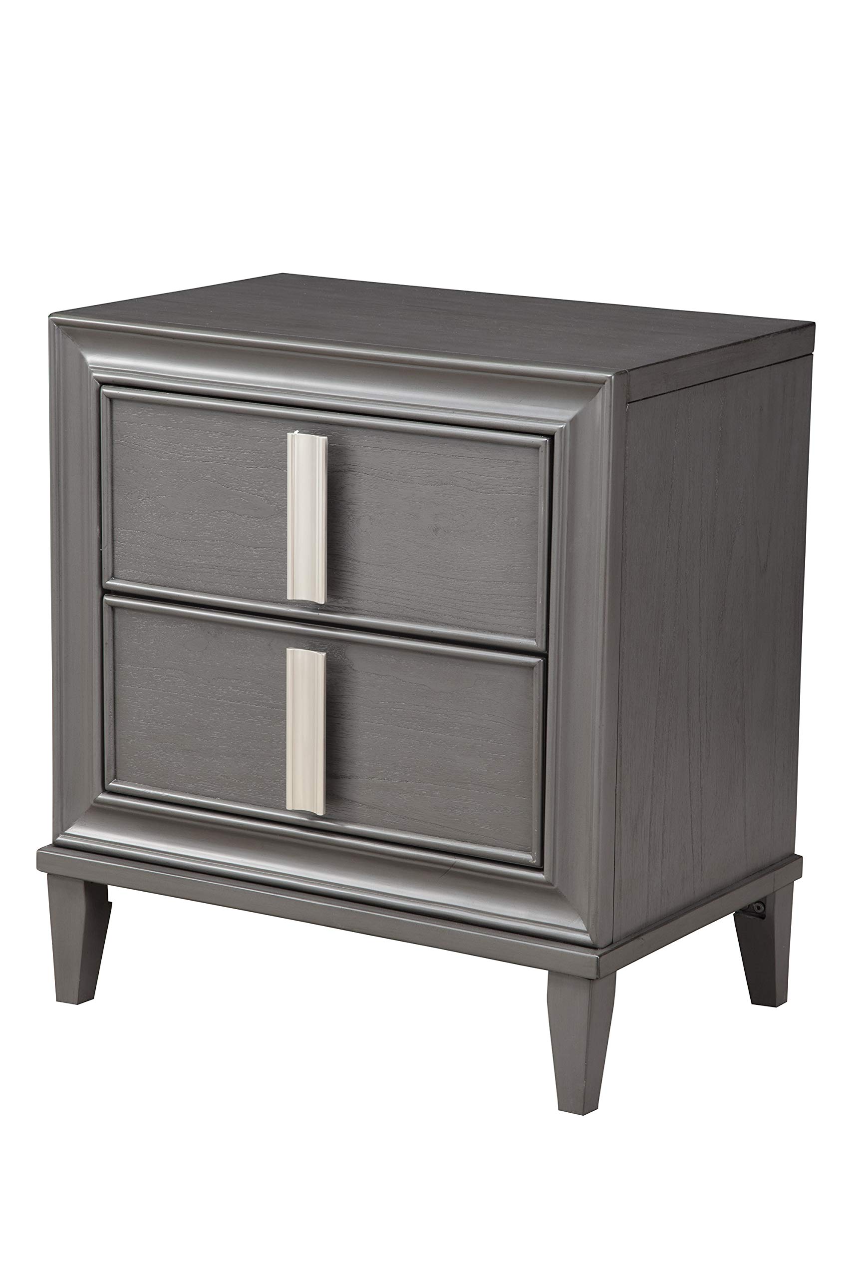 Alpine Furniture Lorraine Nightstand - Modern Grey Bedside Table with Drawer for Bedroom, Living Room, or Guest Room