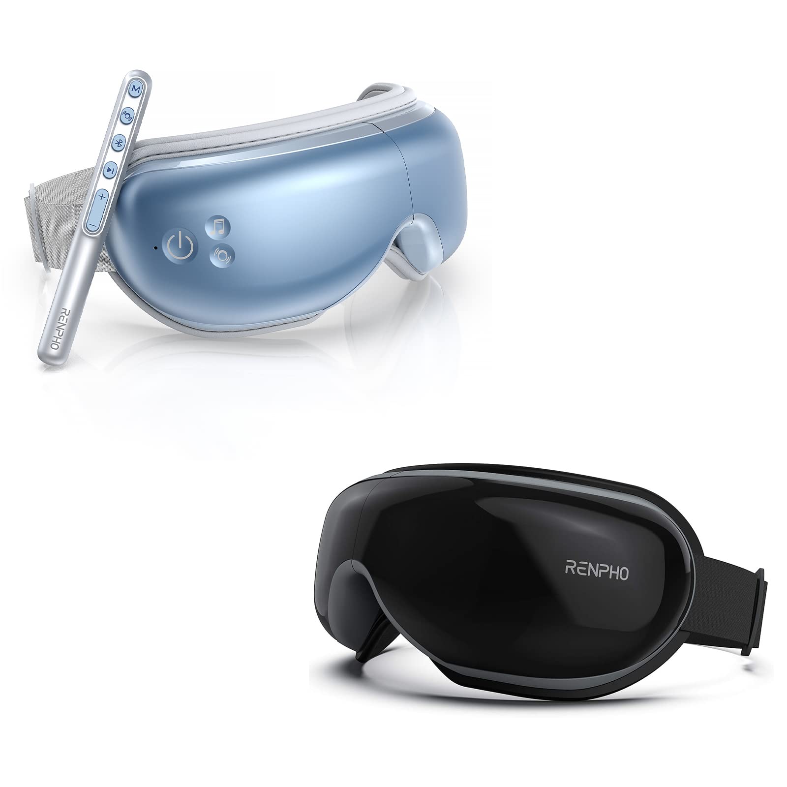 Rechargeable Eye Massager with Heat & Vibration - Bluetooth Music, Remote Control - Relieve Eye Strain, Headaches & Stress - Perfect for Office Workers, Gamers & Travelers