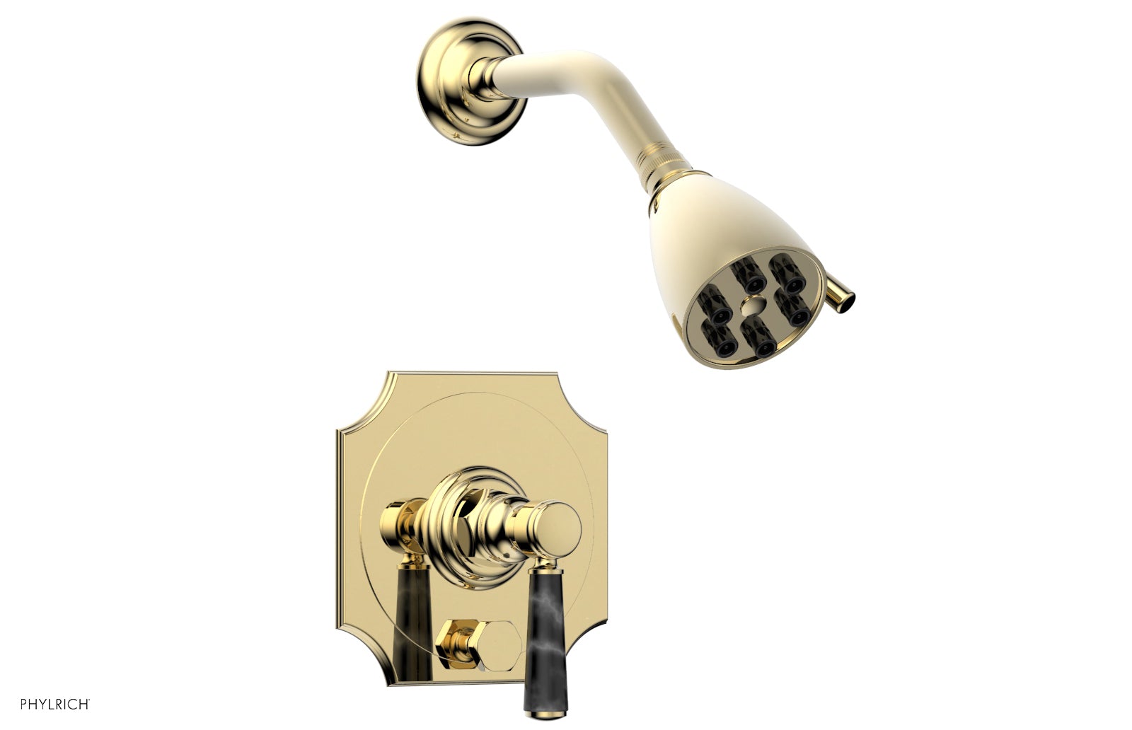 HENRI Pressure Balance Shower and Diverter Set with Black Marble Handle - No Spout Included | Modern Bathroom Upgrade for Spa-Like Shower Experience