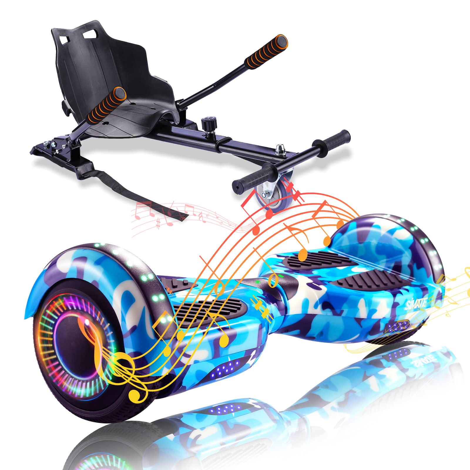 Self Balancing Hoverboard with Seat & Go-Kart Attachment - 6.5