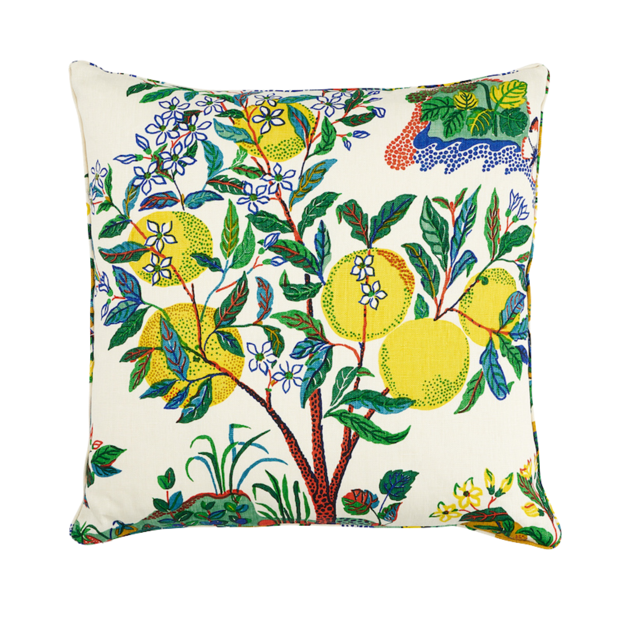Vibrant Citrus Garden Print 22-Inch Throw Pillow - Decorative Couch, Sofa & Bed Accent for Living Room, Bedroom & Outdoor Patio