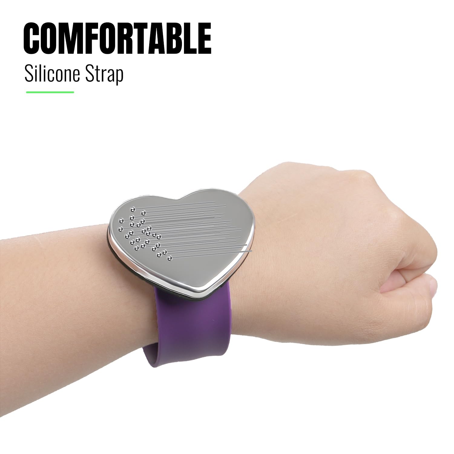 3 Packs Magnetic Pin Holder Wristband - Purple Green Black Silicone Wristband for Sewing Pins, Hair Clips & Styling | Secure & Convenient Magnetic Wristband for Crafting, DIY Projects & Hair Salons (Heart Shape)