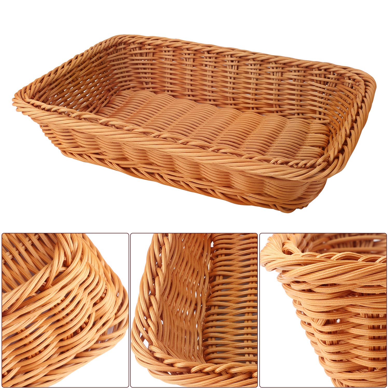 EUSOAR 3-Piece Woven Bread Basket Set - 11.8