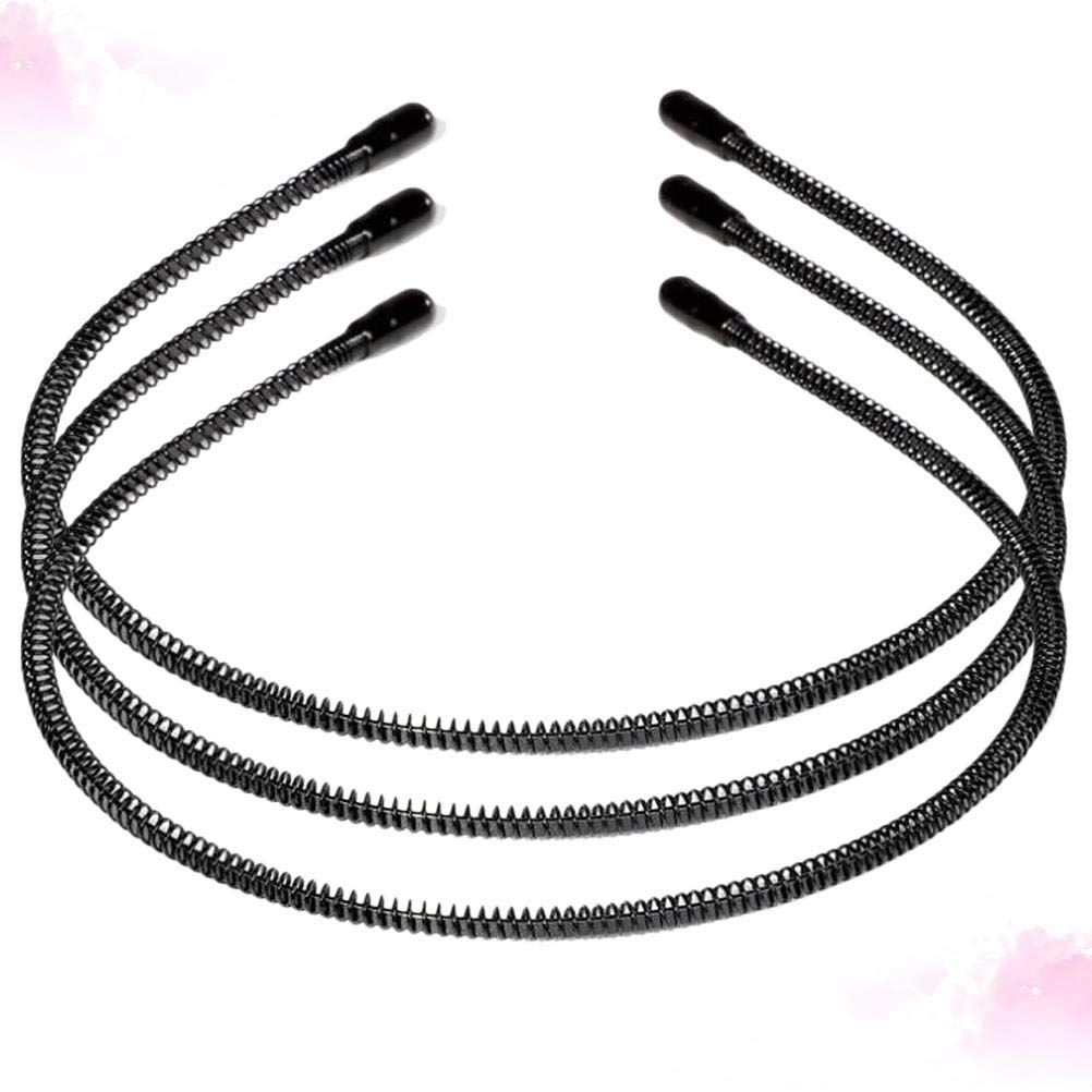 SOLUSTRE 3-Pack Wavy Headbands for Men & Women - Metal Teeth Comb Headbands, Anti-Slip Sports Hair Hoops, Multi-Style Elastic Hair Accessories for Workouts, Running, Yoga and Daily Use