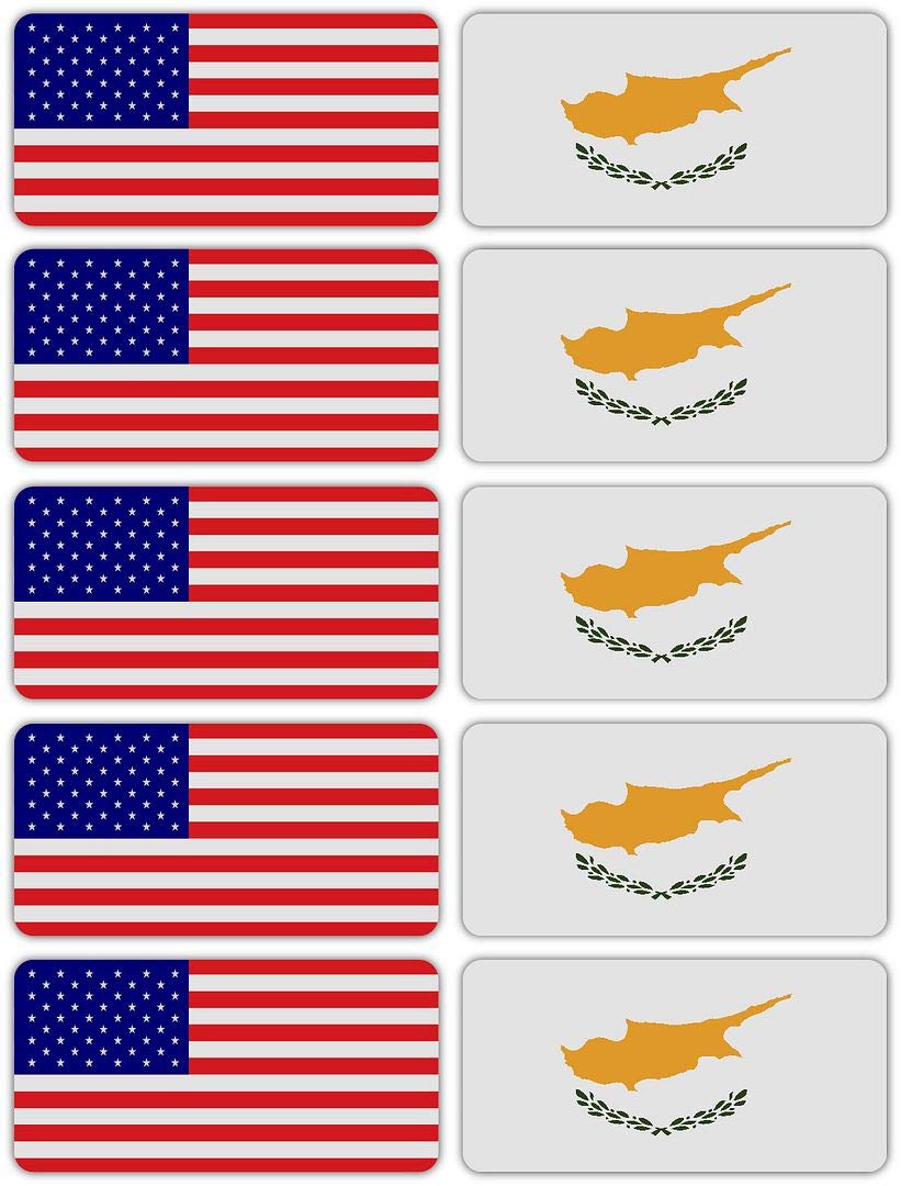 3M Reflective Cyprus & US Flag Stickers (10-Pack) - High Visibility Safety Decals for Hard Hats, Laptops, Bikes & Toolboxes | Perfect for Construction Workers, Cyclists & Outdoor Enthusiasts