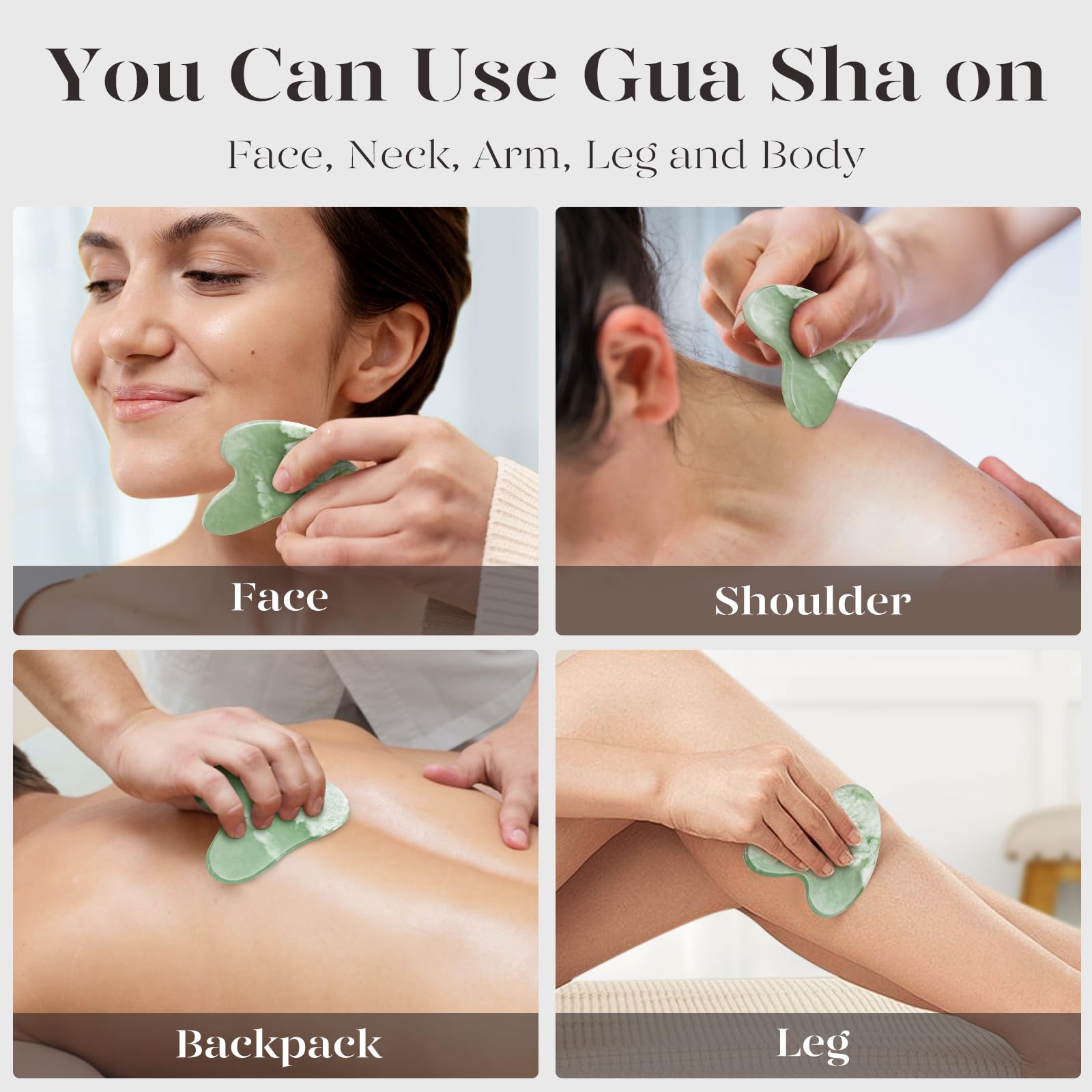 BAIMEI Jade Gua Sha Tool - Anti-Wrinkle Face Massager for Skin Care & Self Care Gifts - Perfect for Home Spa & Relaxation