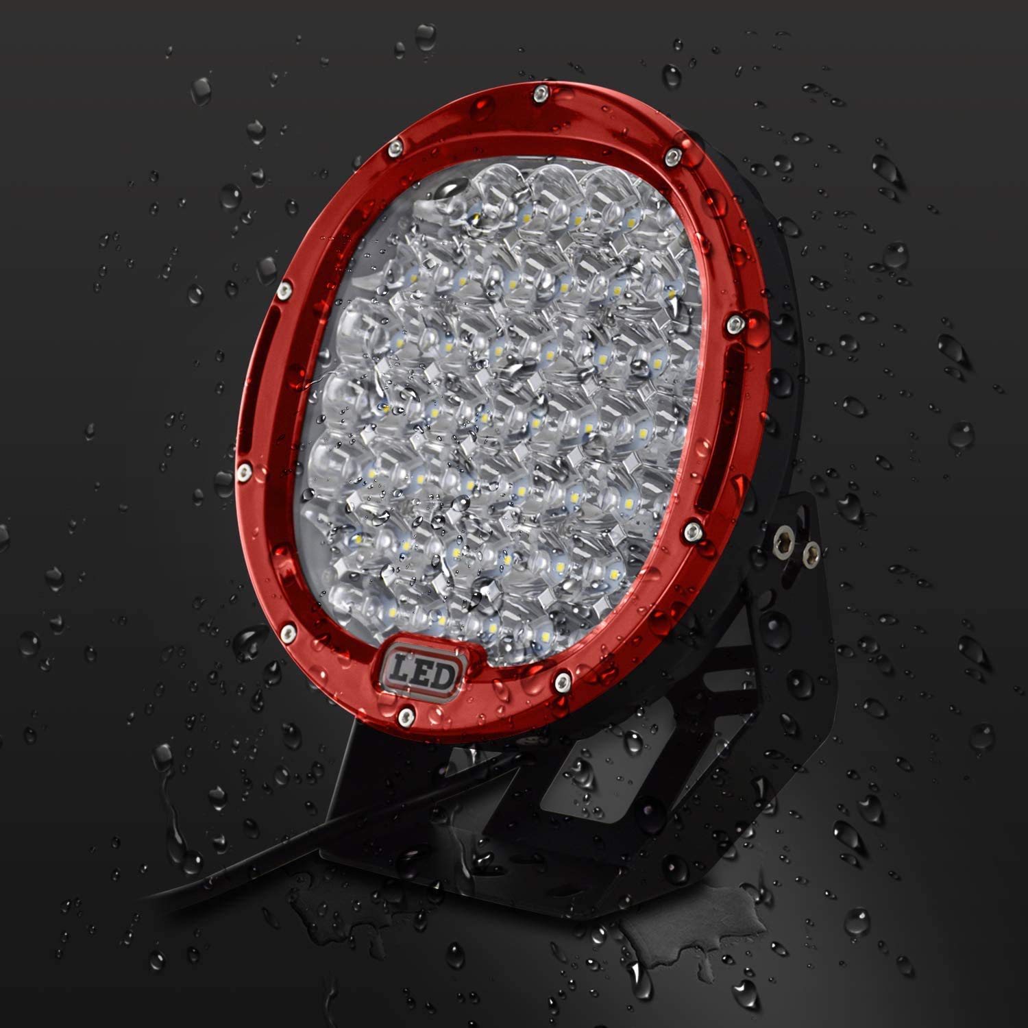 2PCS 225W 9 Inch LED Work Light Bar - Spot Beam Off Road Lights 12V/24V Waterproof Fog Driving Lights for Truck, Boat, Car, 4x4, ATV, UTV, SUV, 4WD (Red) - Perfect for Night Off-Roading, Camping & Emergency Lighting