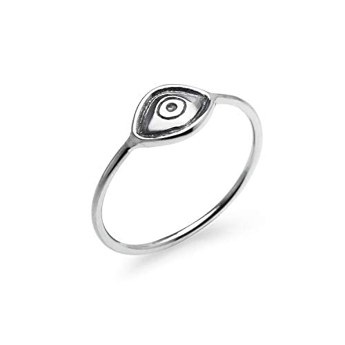 925 Sterling Silver Evil Eye Protection Amulet Ring with Hamsa Charm - Boho Jewelry for Women, Size 5-10 | Spiritual Protection, Gift for Her, Everyday Wear & Special Occasions