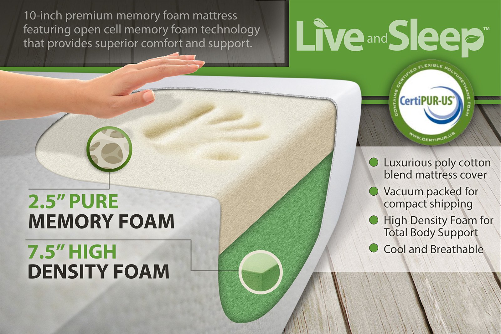 10-Inch Twin XL Memory Foam Mattress - CertiPUR Certified Medium-Firm Cool Bed in a Box with Advanced Support - Perfect for Dorms, Guest Rooms & Small Spaces