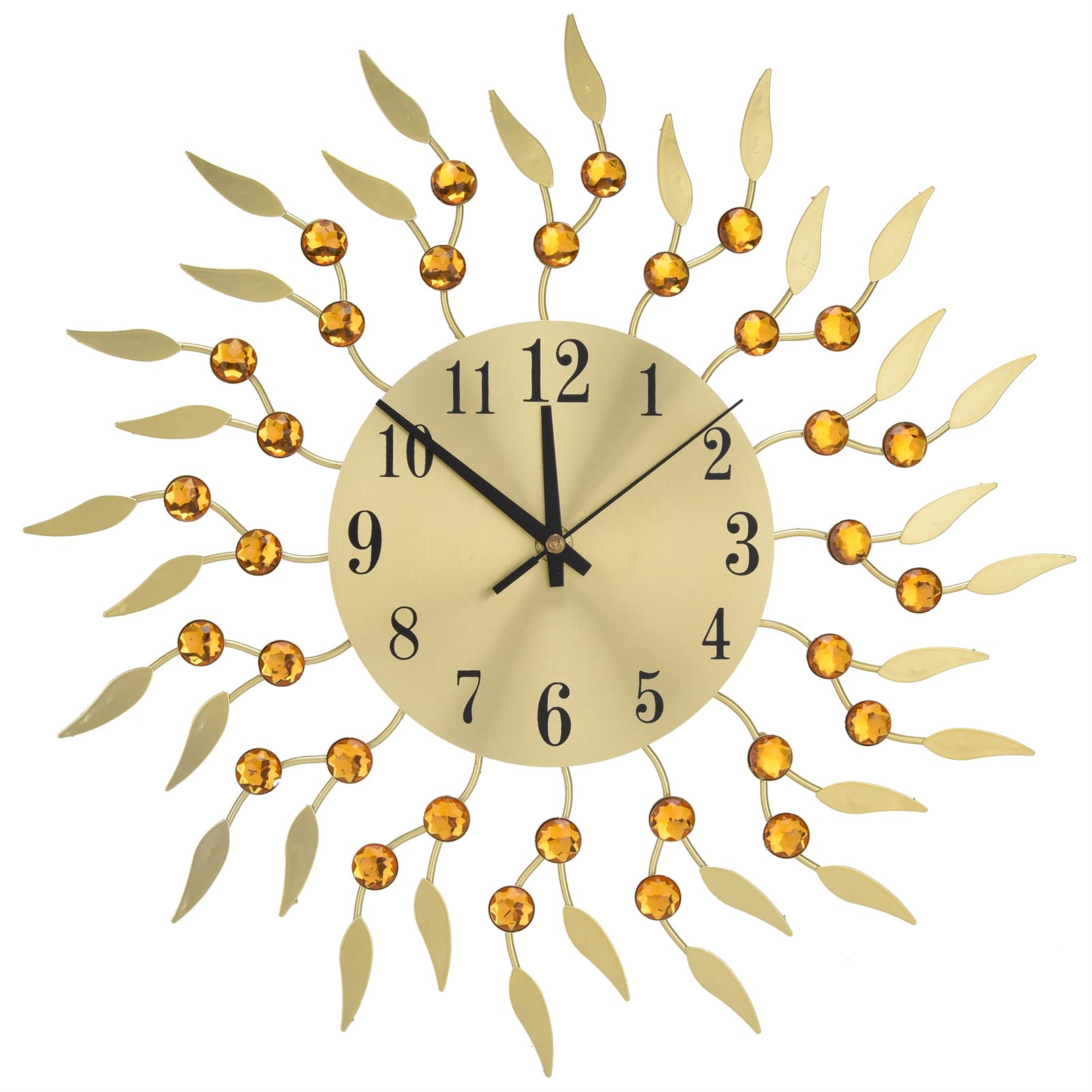 SYH&AQYE Large Sparkling Bling Metallic Wall Clock - Silent Quartz Flower Iron Hanging Decorative Clock for Living Room, Bedroom, Office - Perfect for Home Decor, Wedding Gifts & Wall Art